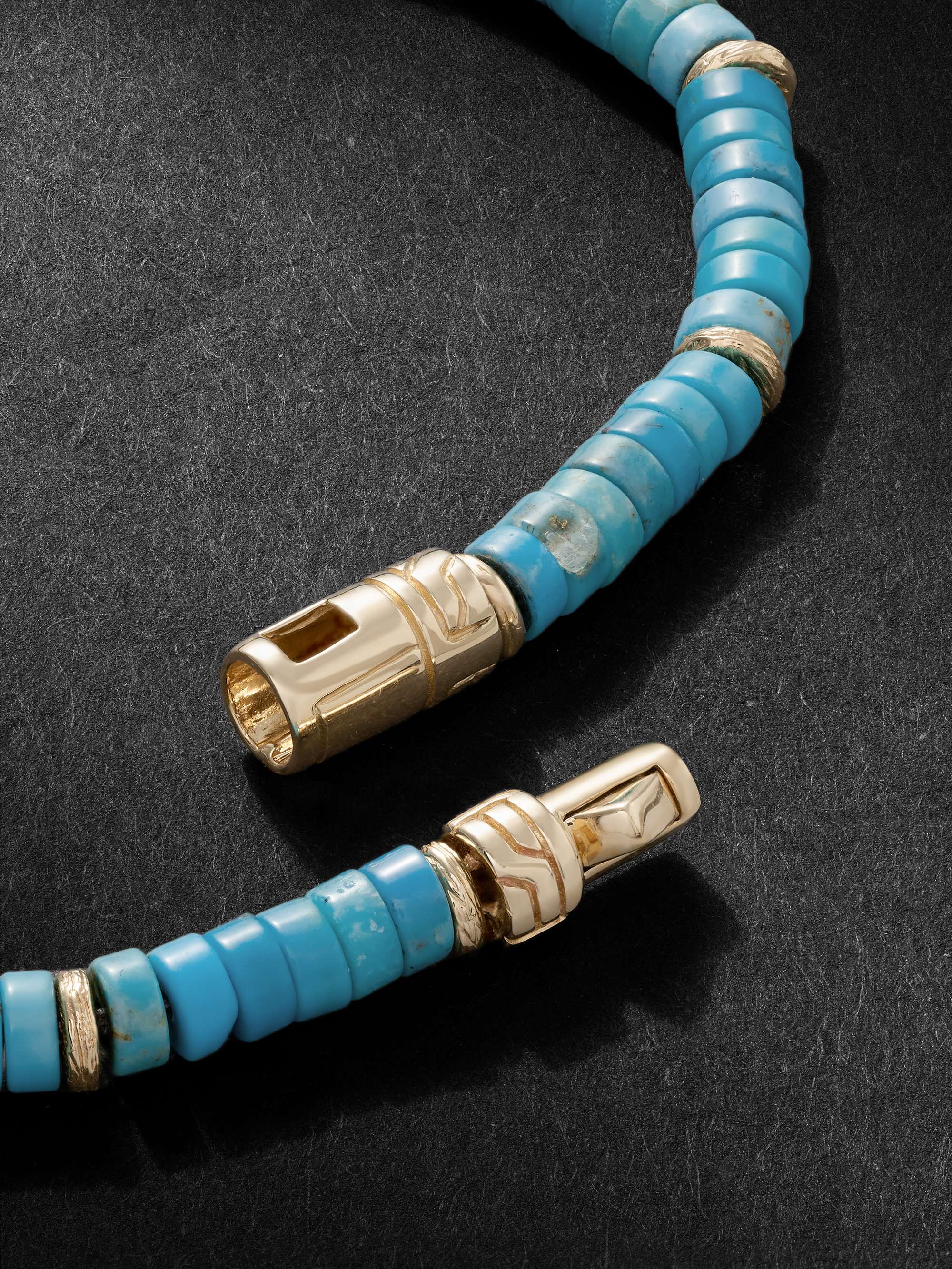 JOHN HARDY Gold Turquoise Heishi Beaded Bracelet