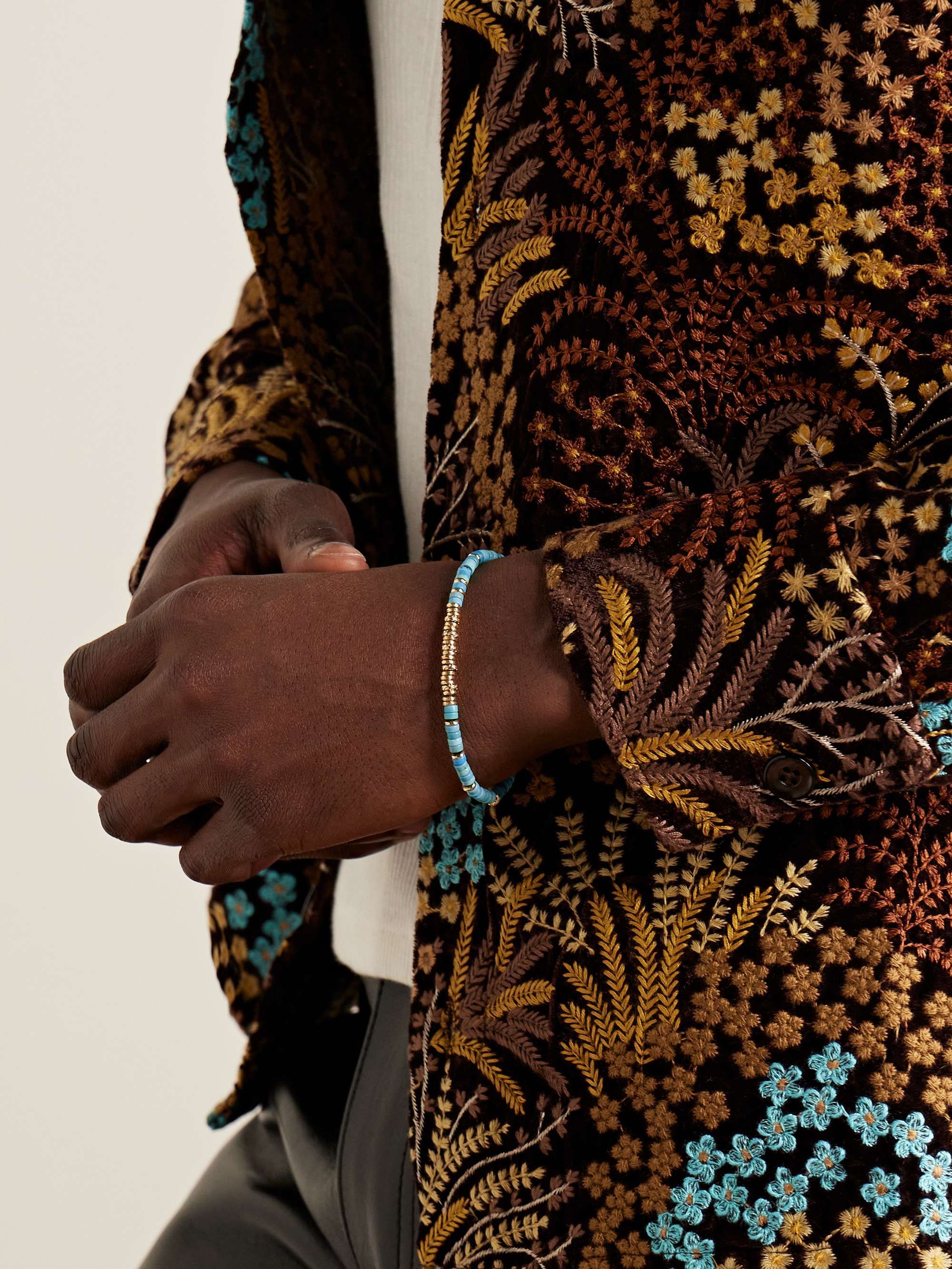 JOHN HARDY Gold Turquoise Heishi Beaded Bracelet