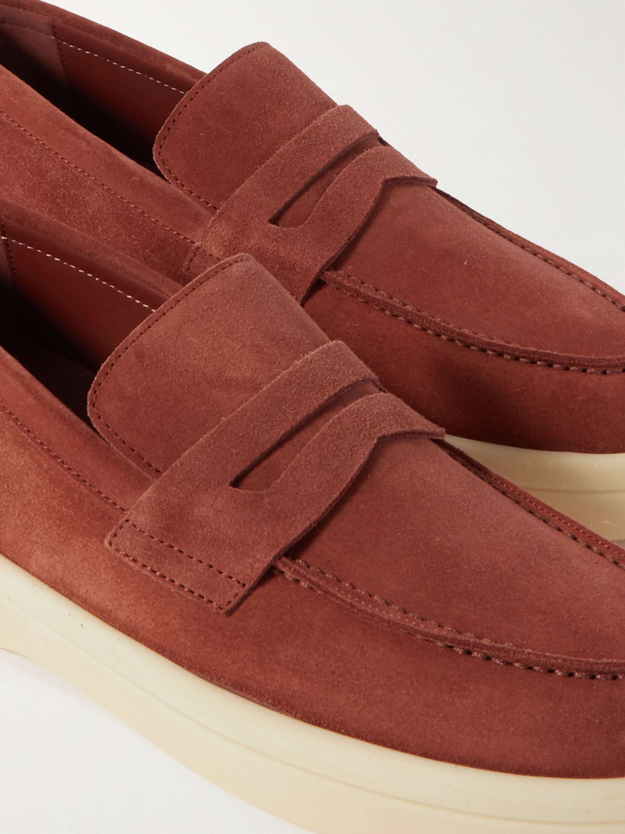 LORO PIANA Ultimate Walk Suede Penny Loafers