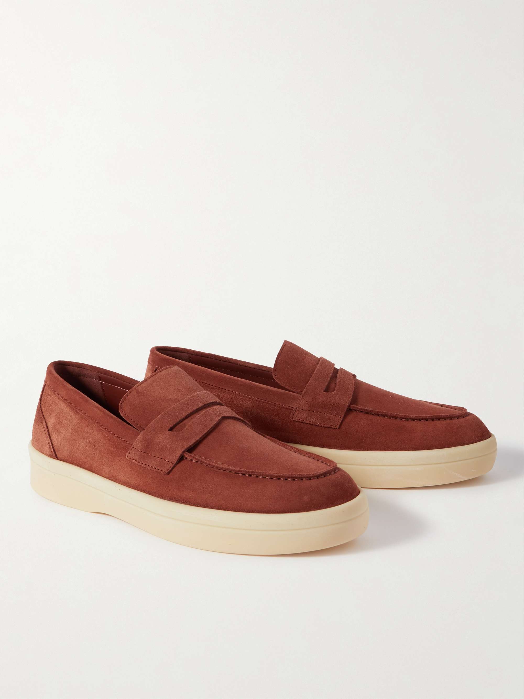 LORO PIANA Ultimate Walk Suede Penny Loafers
