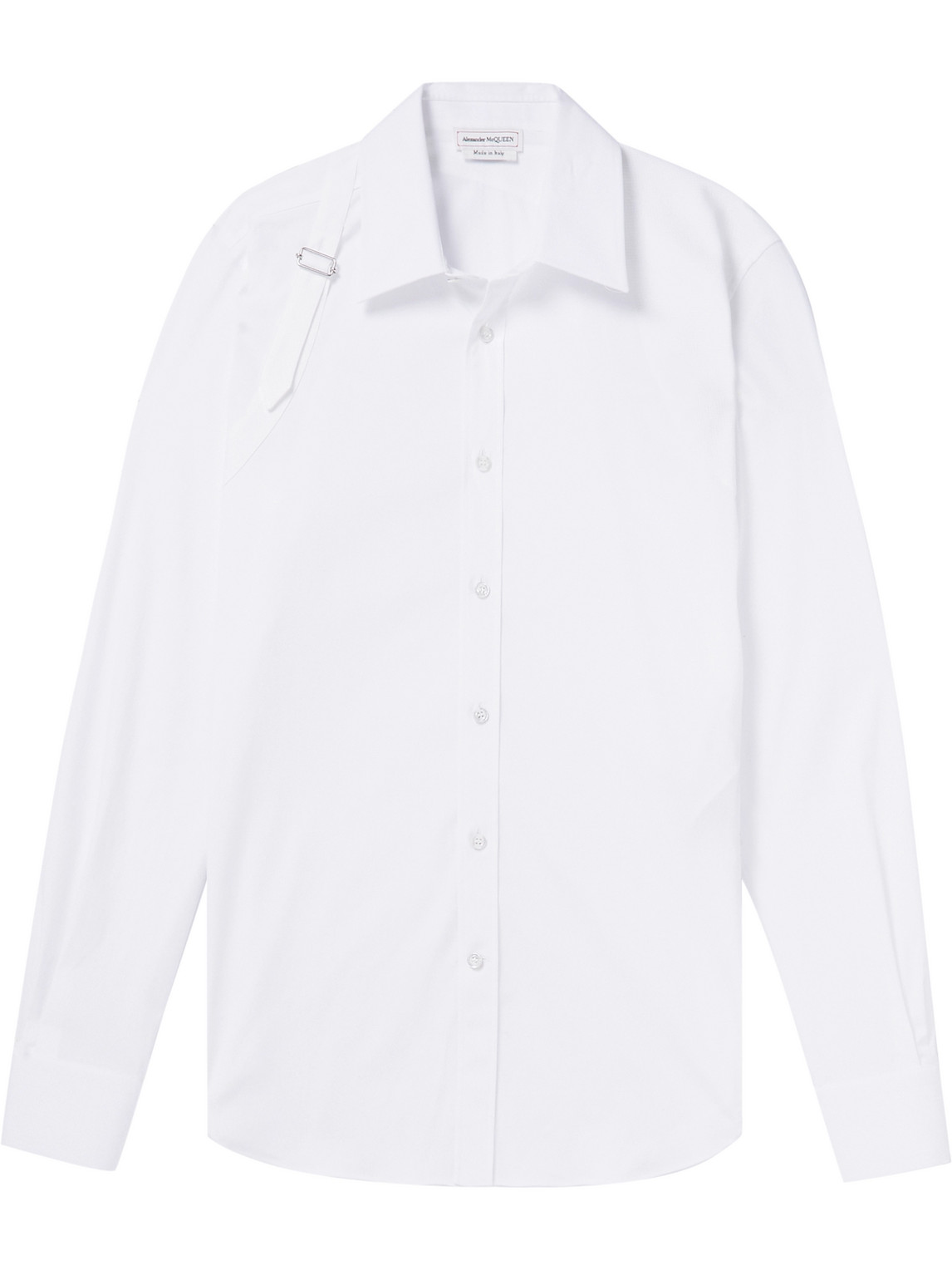 Shop Alexander Mcqueen Slim-fit Harness-detailed Stretch-cotton Shirt In White