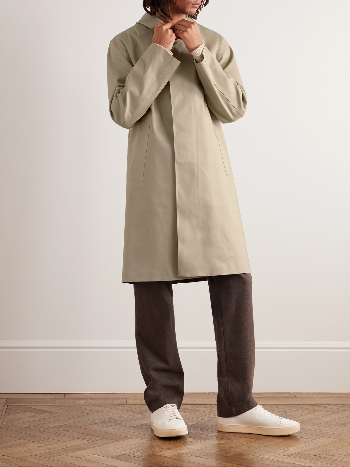 Shop Mackintosh Oxford Bonded Cotton Trench Coat In Neutrals