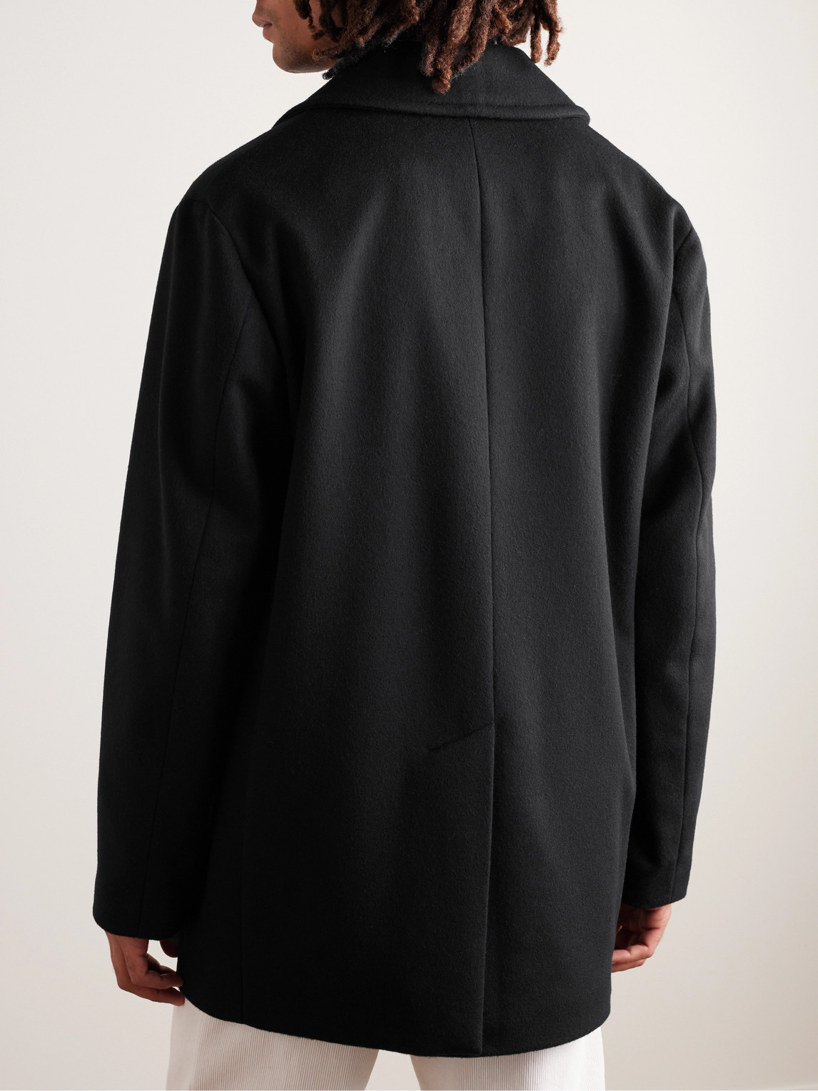 Shop Mackintosh Dalton Wool And Cashmere-blend Peacoat In Black