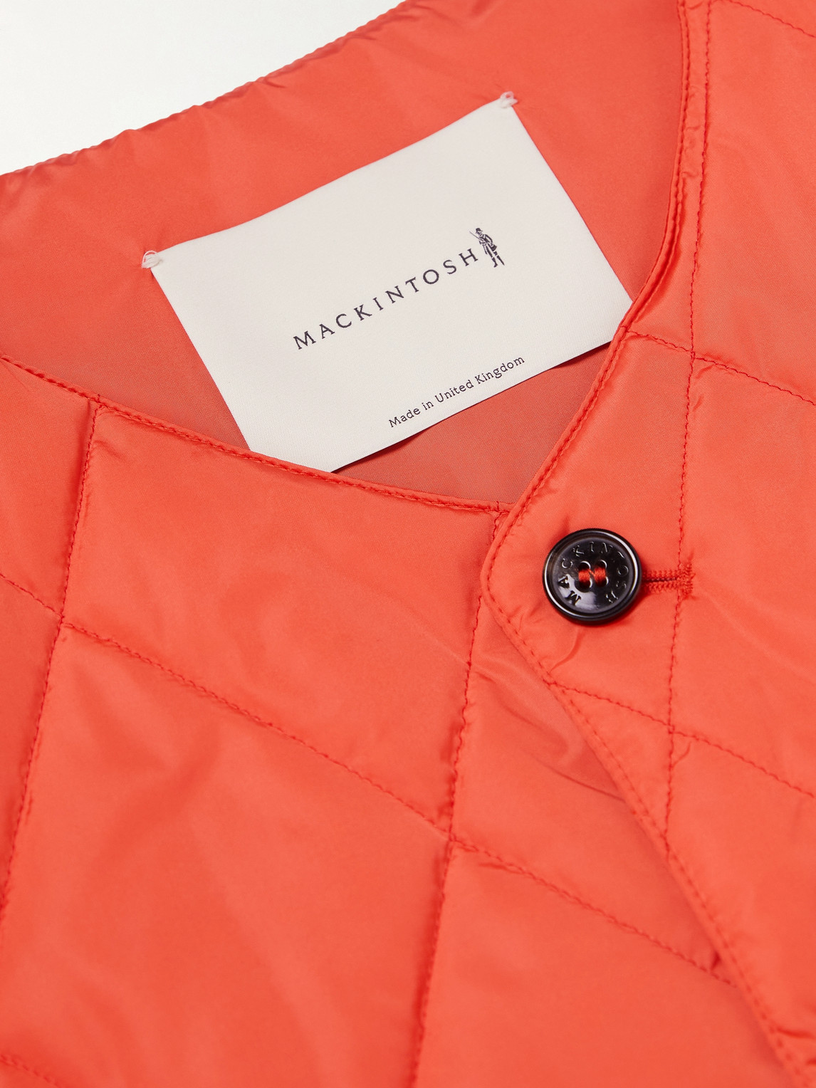 Shop Mackintosh Quilted Padded Shell Gilet In Orange