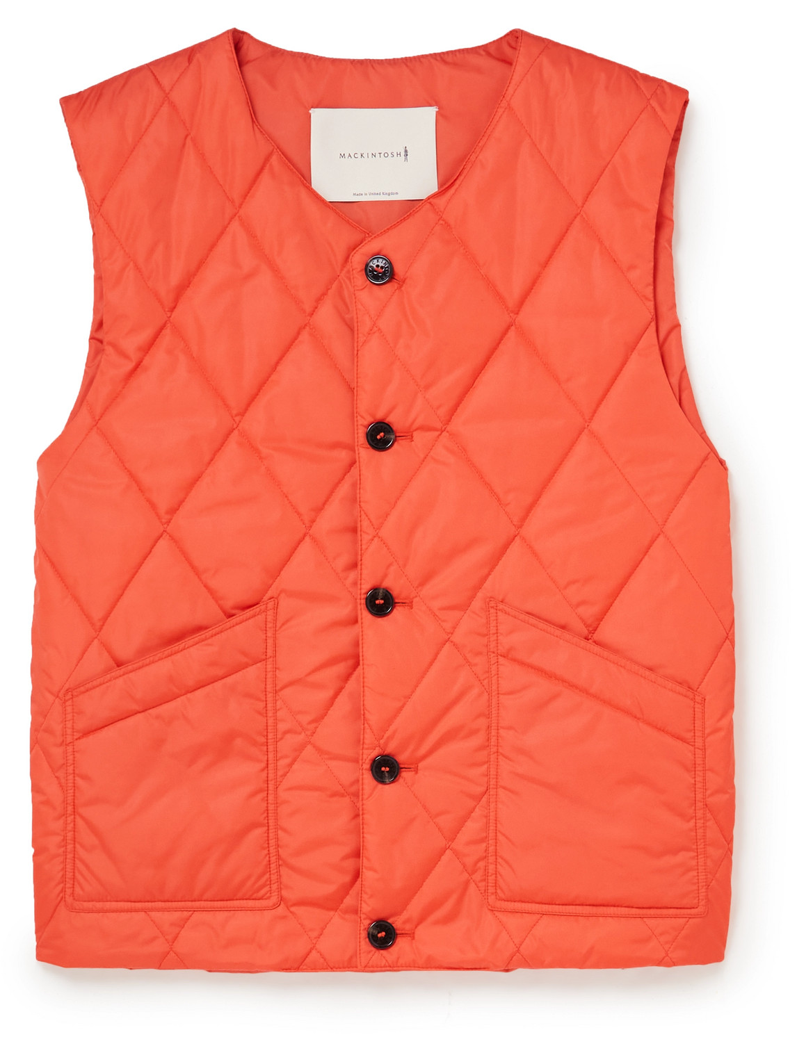 Shop Mackintosh Quilted Padded Shell Gilet In Orange