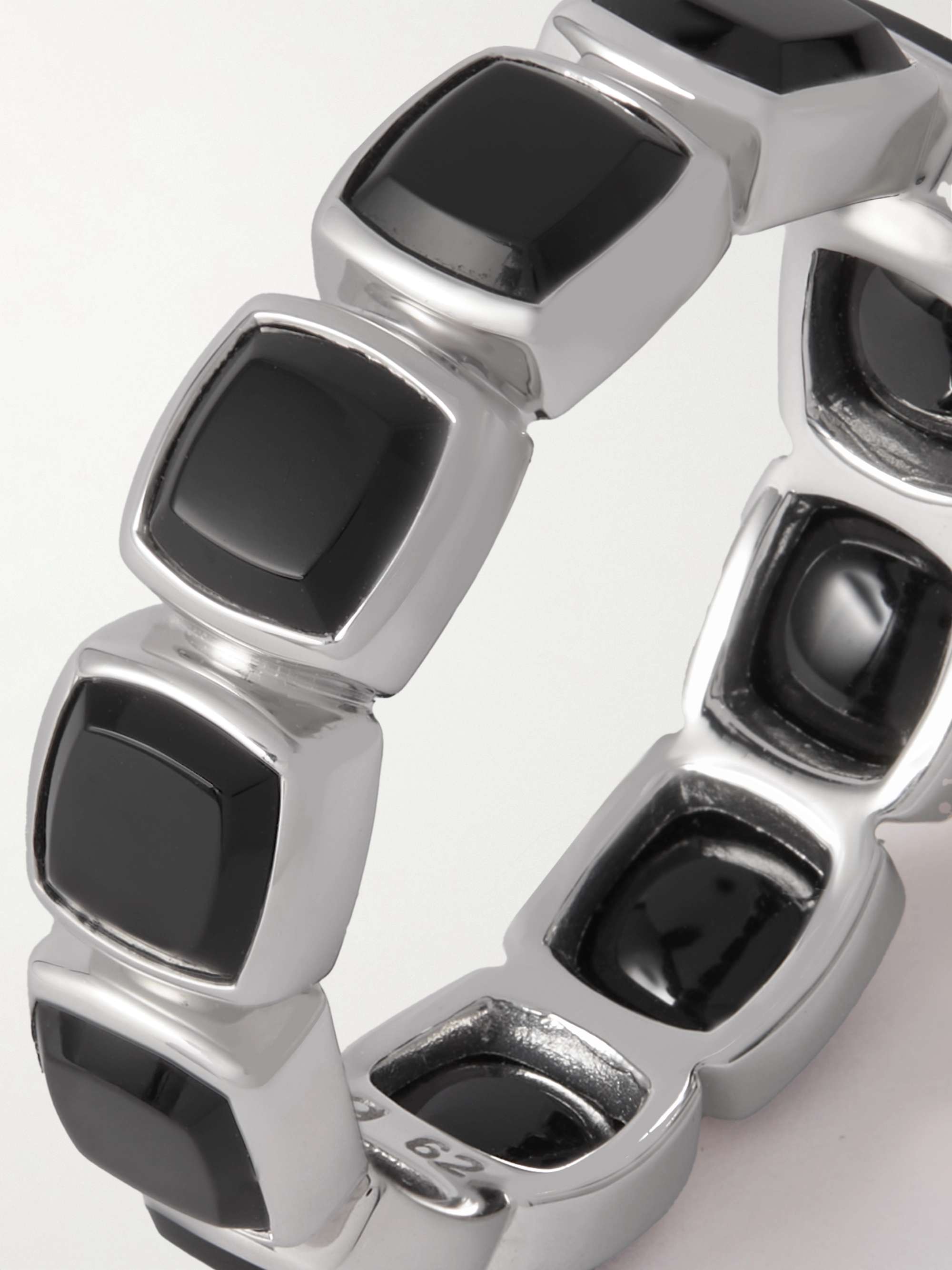 Rhodium-Plated Silver Onyx Ring