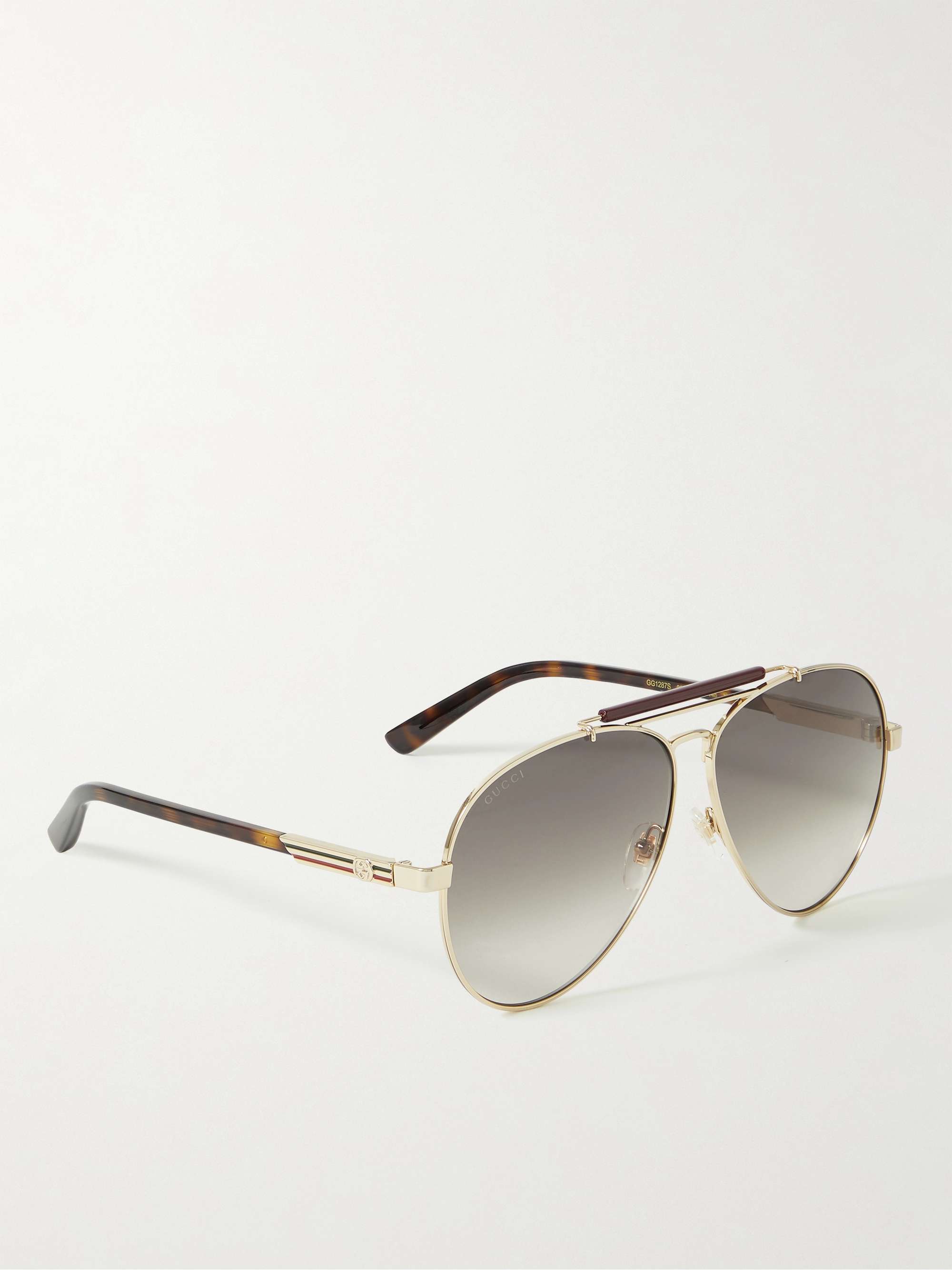 GUCCI EYEWEAR Aviator-Style Gold-Tone and Acetate Sunglasses for Men ...