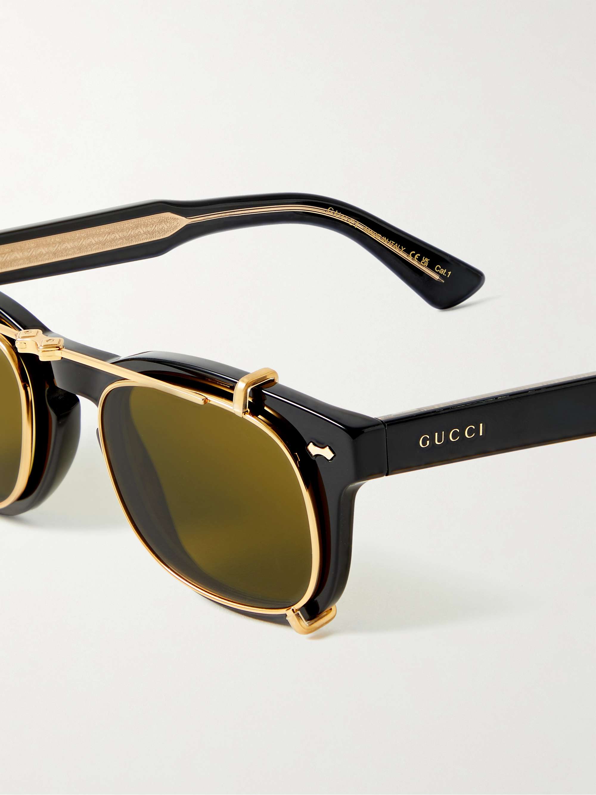 GUCCI EYEWEAR D-Frame Acetate and Gold-Tone Sunglasses