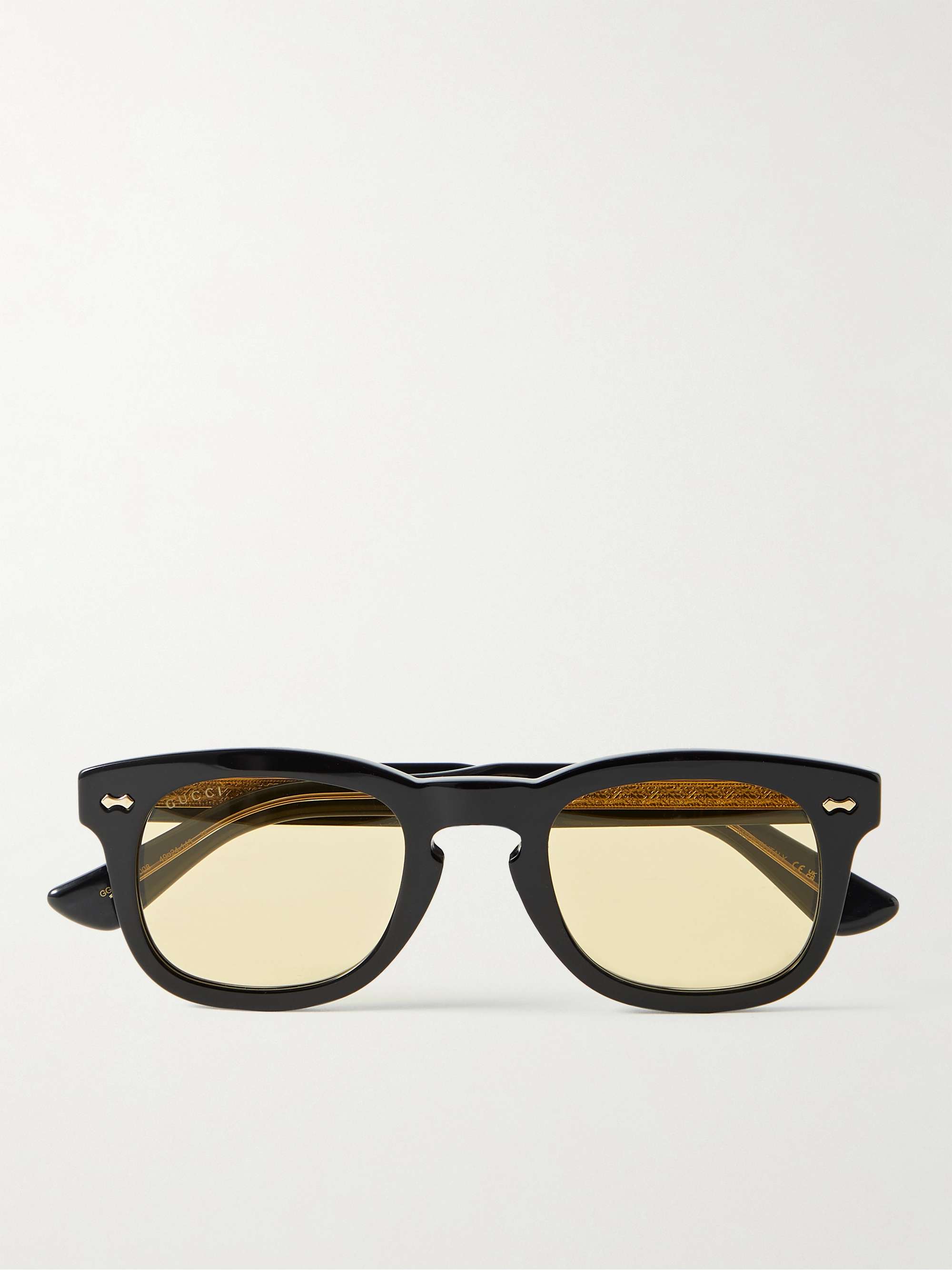 GUCCI EYEWEAR D-Frame Acetate and Gold-Tone Sunglasses
