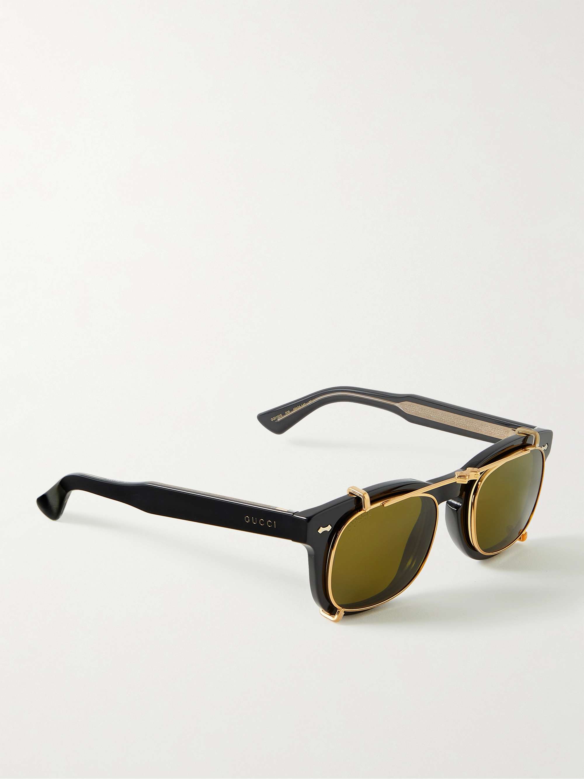 GUCCI EYEWEAR D-Frame Acetate and Gold-Tone Sunglasses