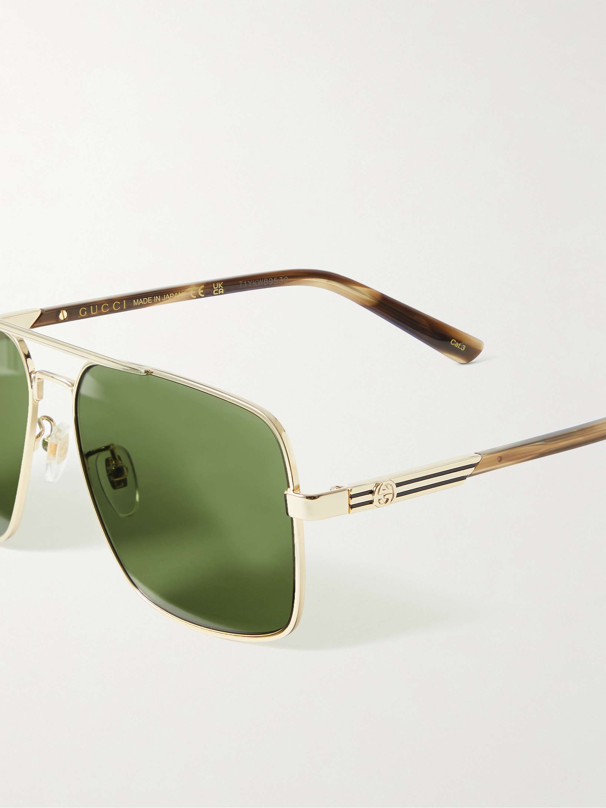 GUCCI EYEWEAR Aviator-Style Gold-Tone Sunglasses