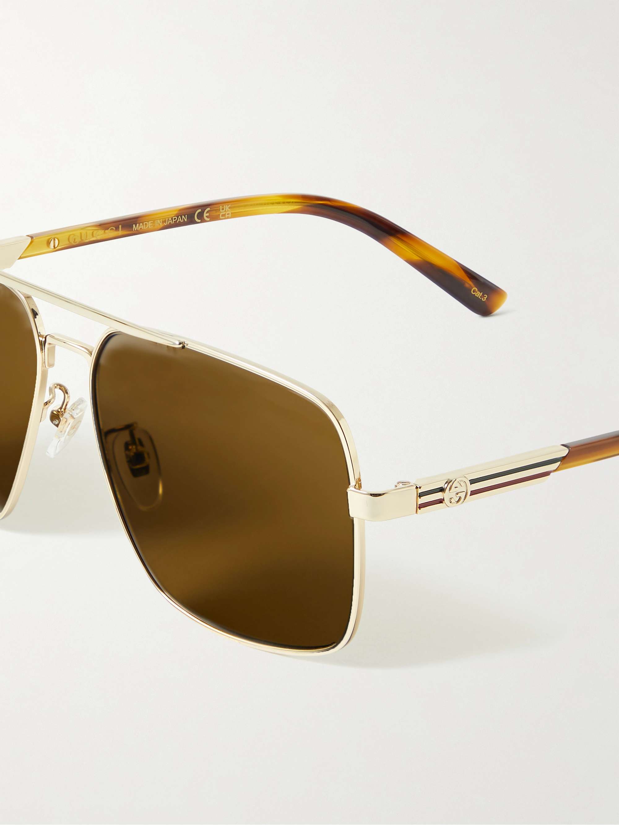 GUCCI EYEWEAR Aviator-Style Gold-Tone Sunglasses