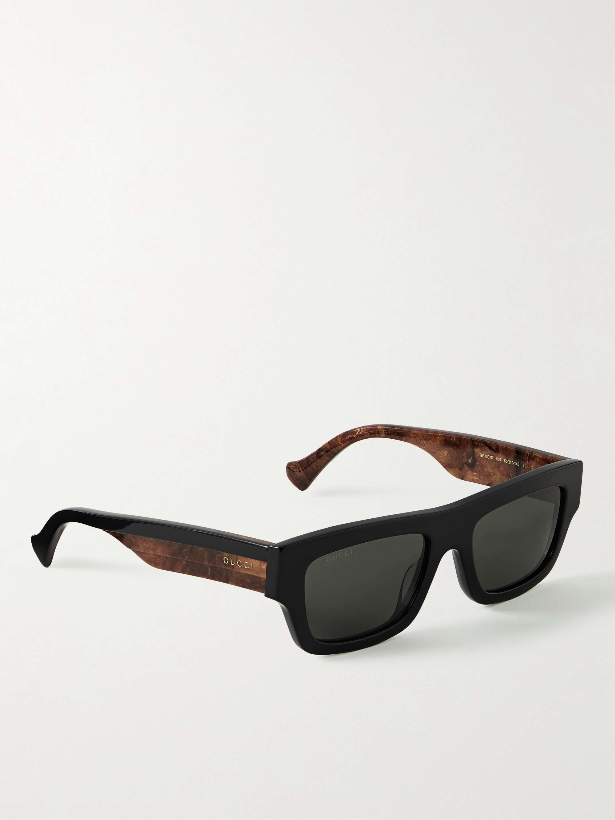 GUCCI EYEWEAR Rectangular-Frame Tortoiseshell Acetate Sunglasses