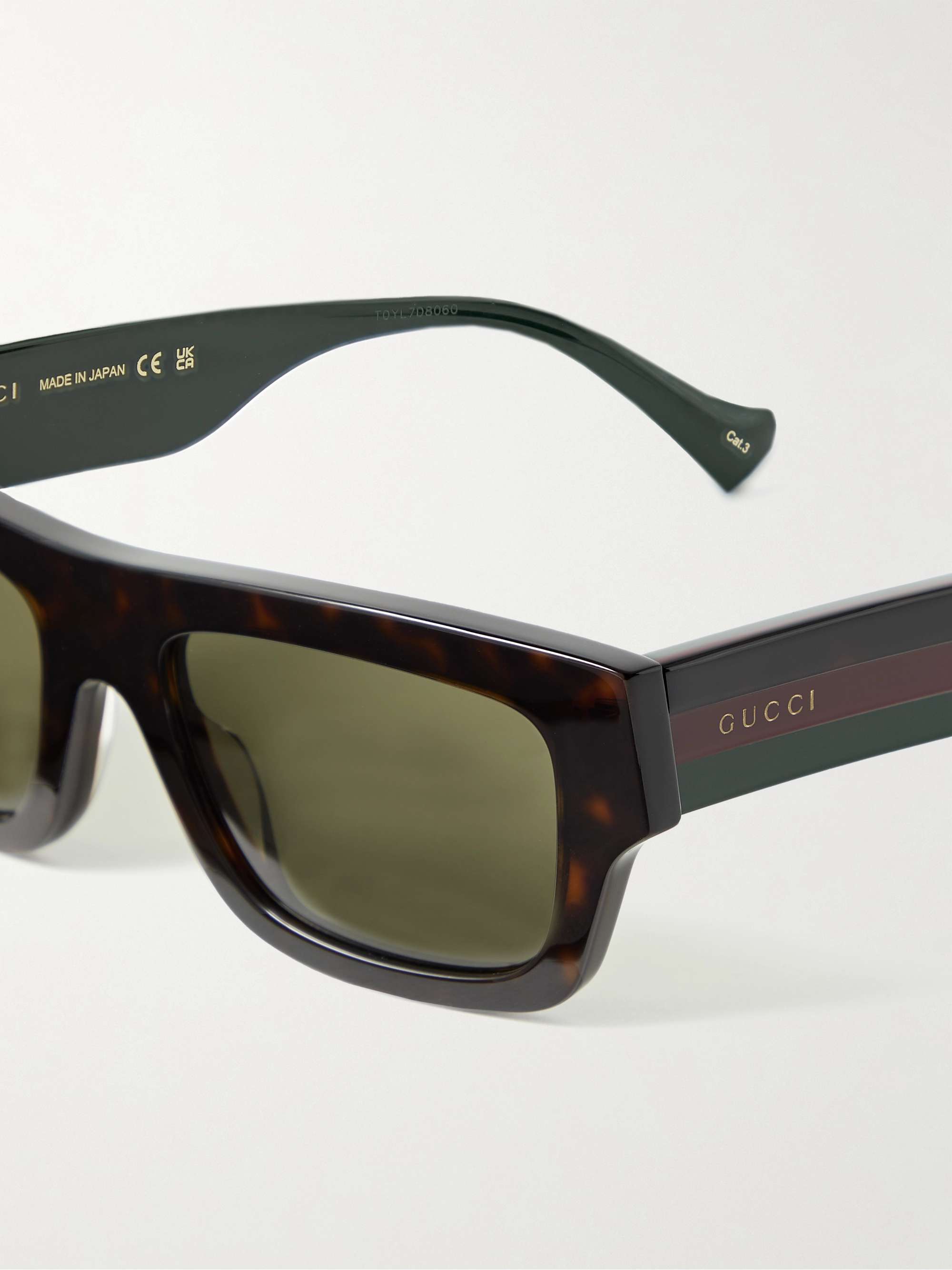 GUCCI EYEWEAR Rectangular-Frame Tortoiseshell Acetate Sunglasses |