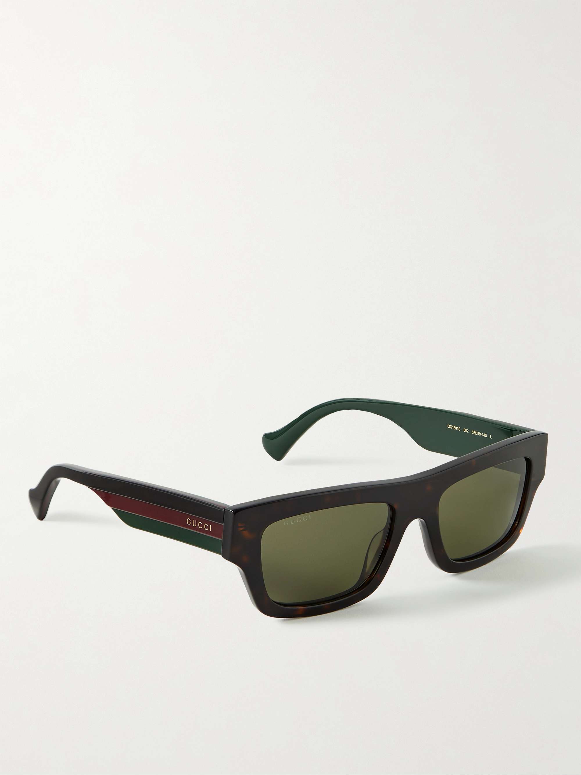 GUCCI EYEWEAR RectangularFrame Tortoiseshell Acetate Sunglasses for