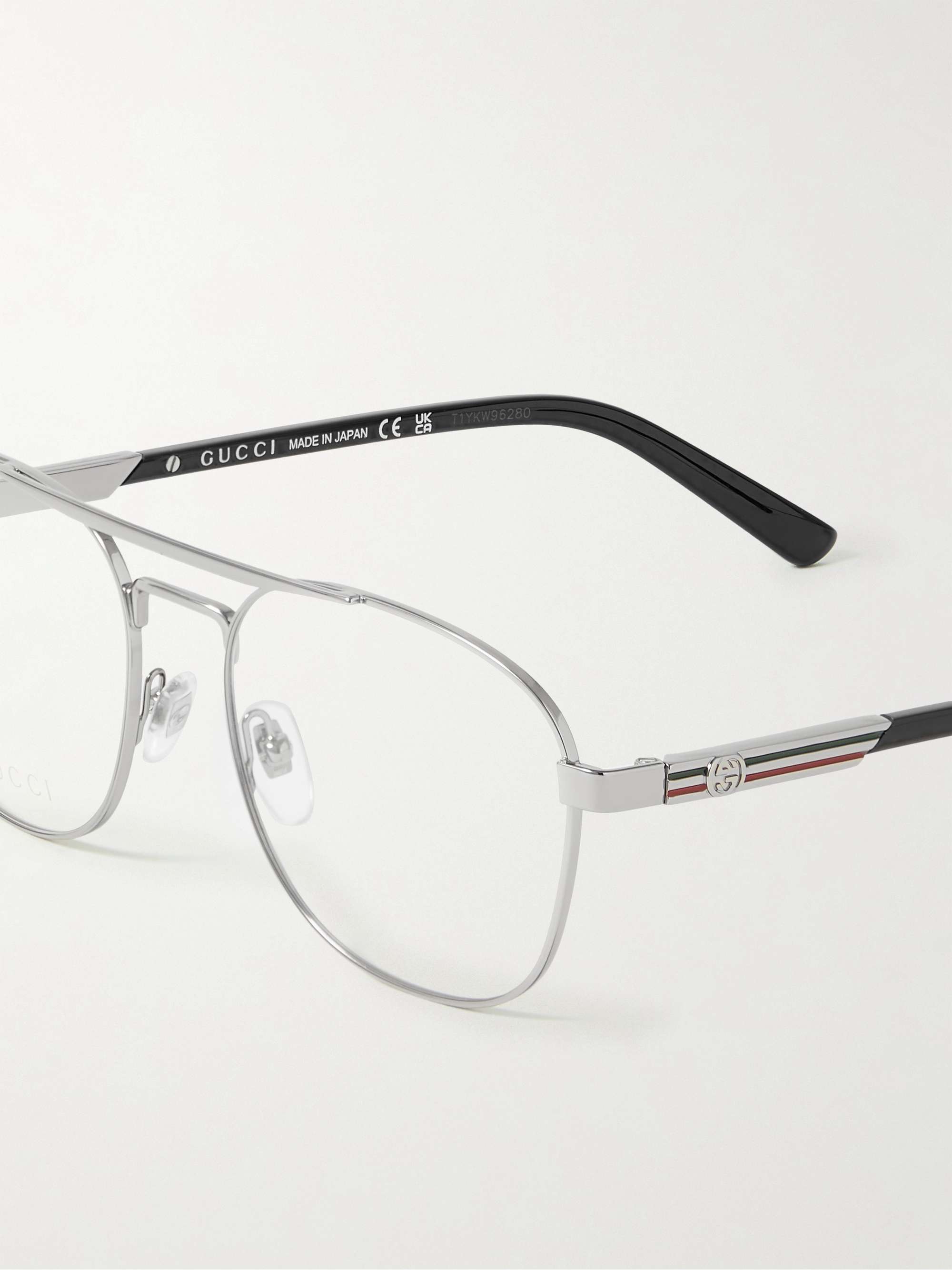GUCCI EYEWEAR Aviator-Style Silver-Tone Optical Glasses