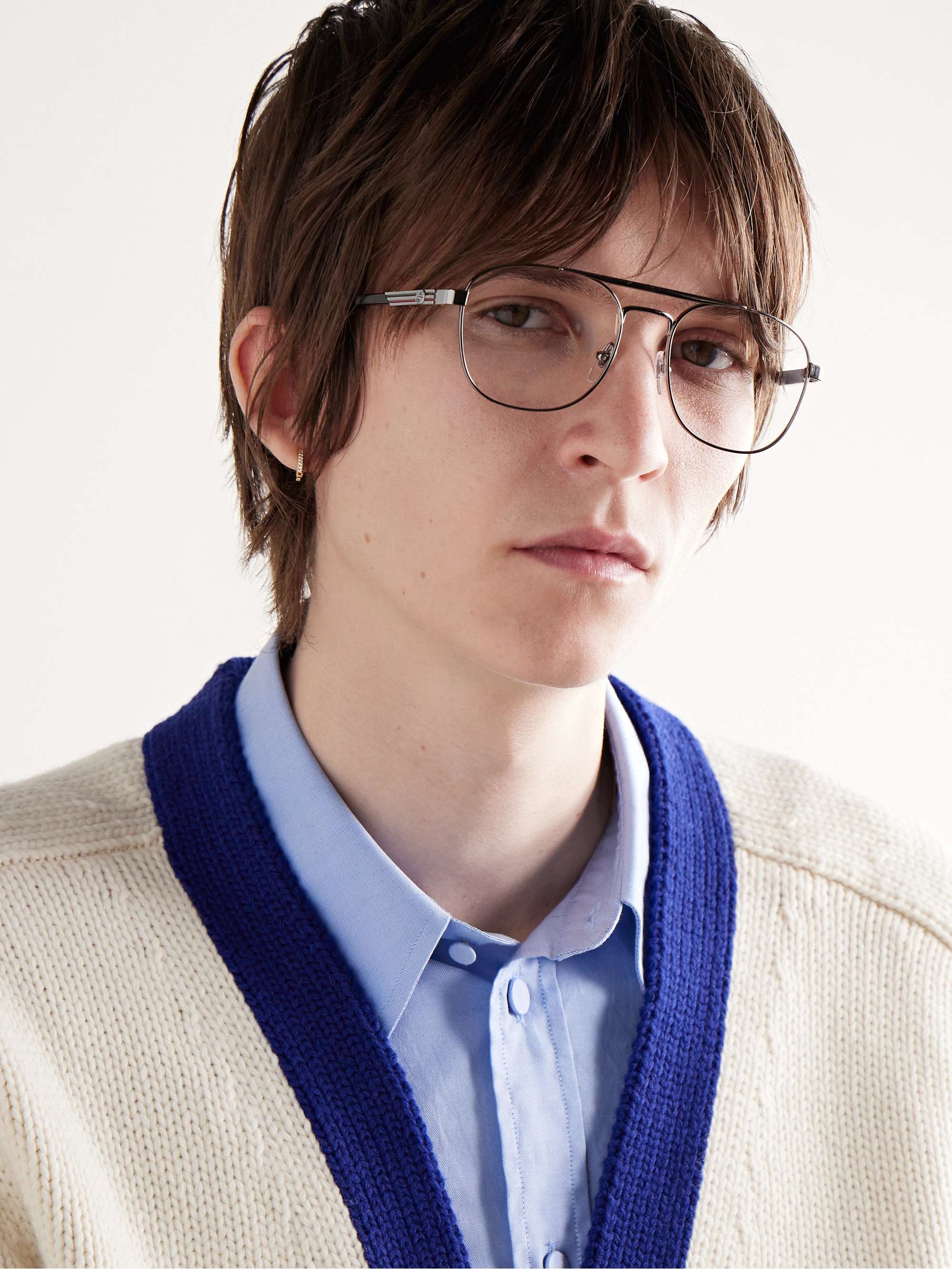 GUCCI EYEWEAR Aviator-Style Silver-Tone Optical Glasses