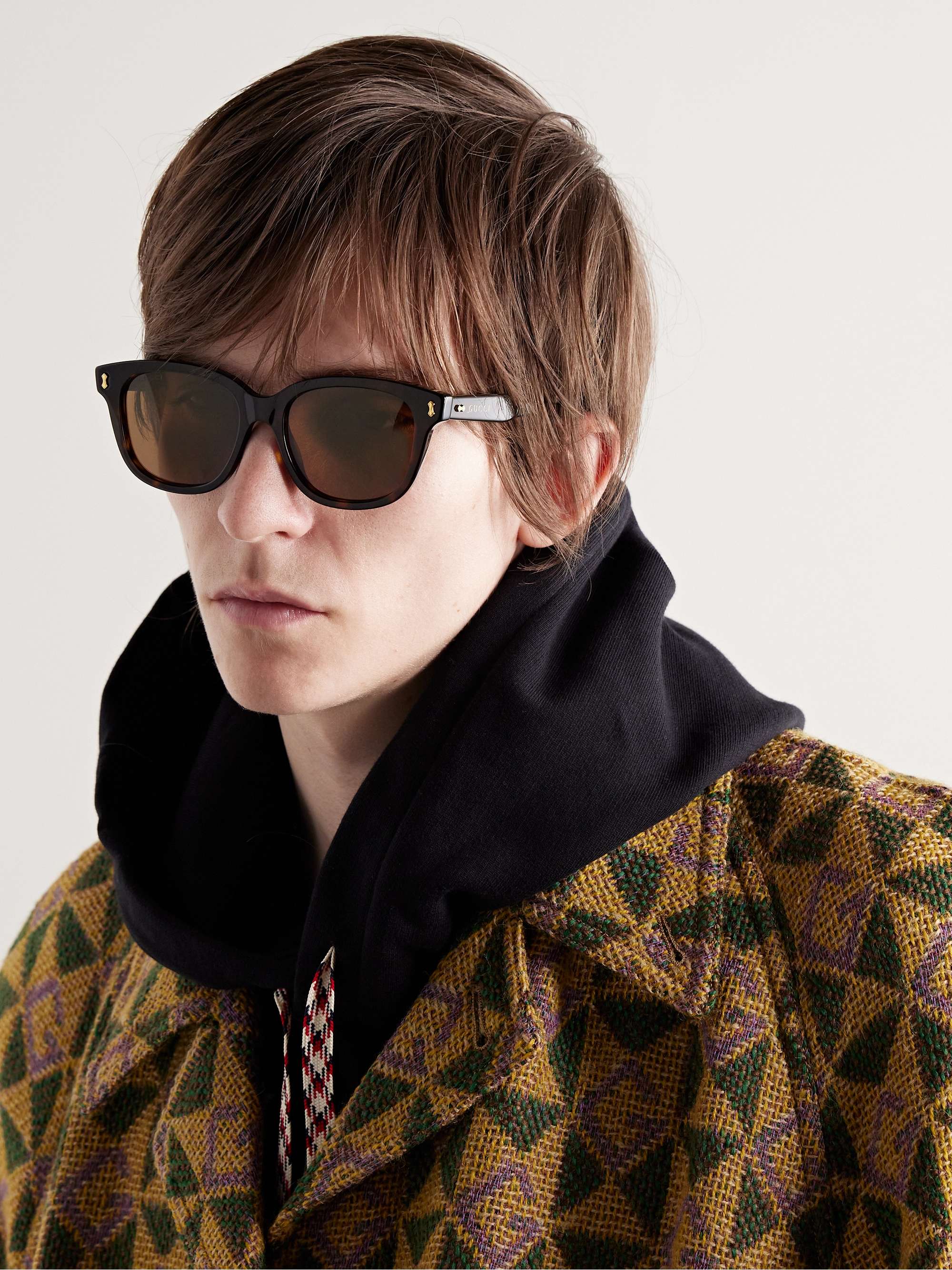 GUCCI EYEWEAR Square-Frame Tortoiseshell Acetate Sunglasses