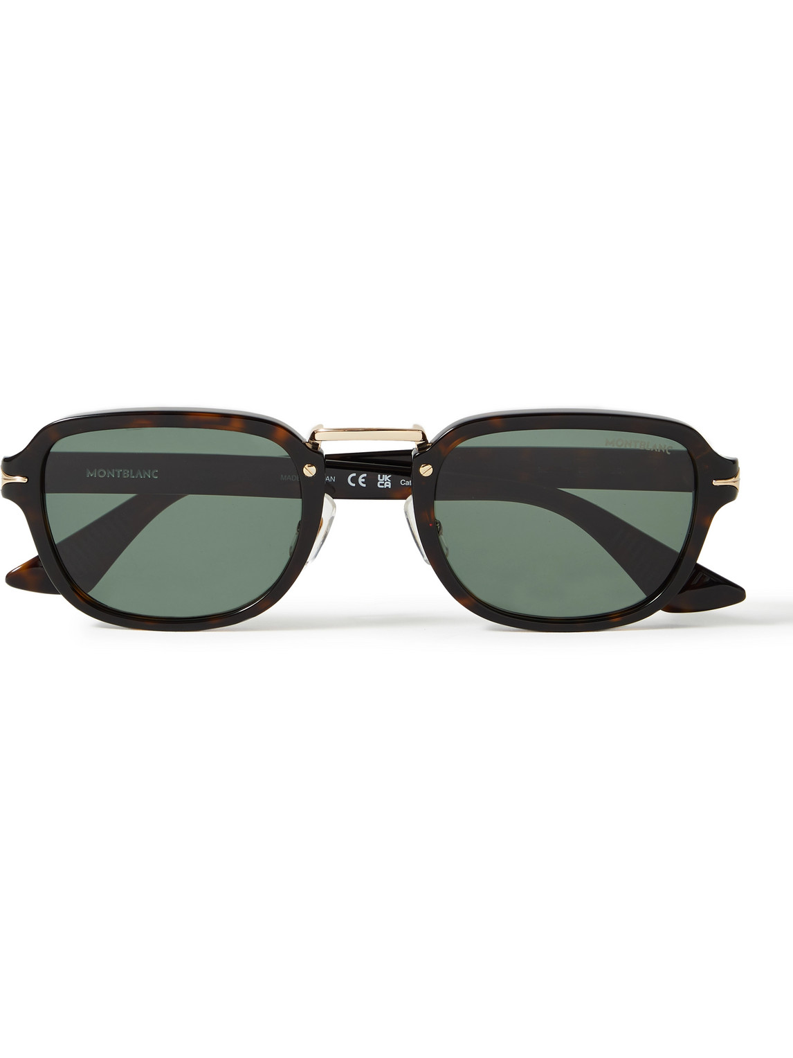 Montblanc Square-frame Tortoiseshell Acetate And Gold-tone Sunglasses In Black