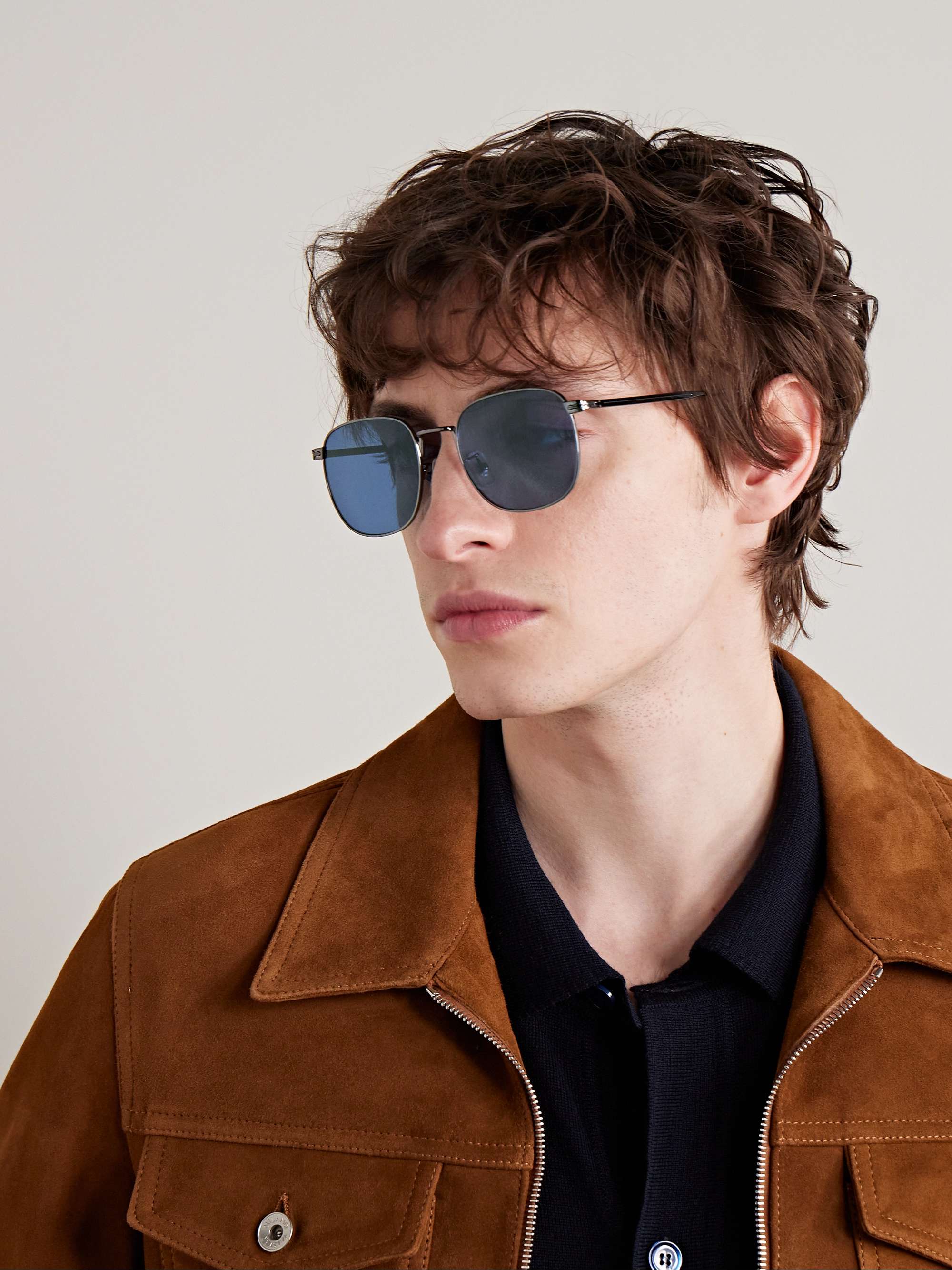 MONTBLANC Square-Frame Silver-Tone Sunglasses for Men | MR PORTER