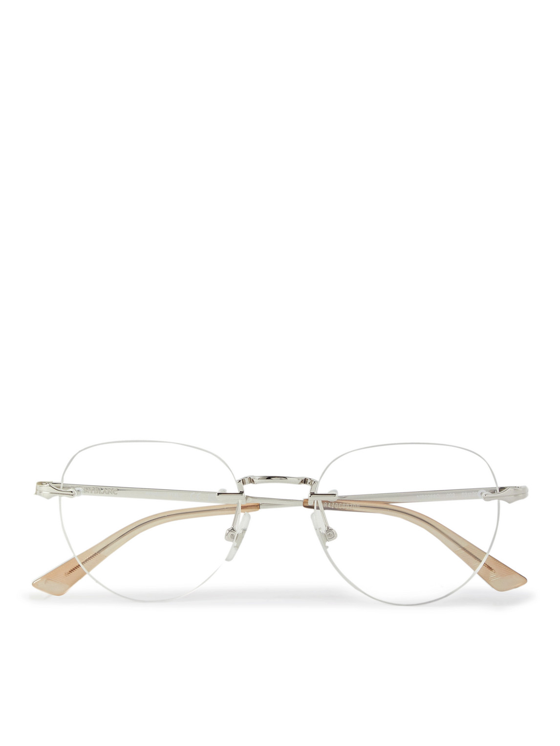 Montblanc Roundframe Silvertone Titanium And Acetate Optical Glasses