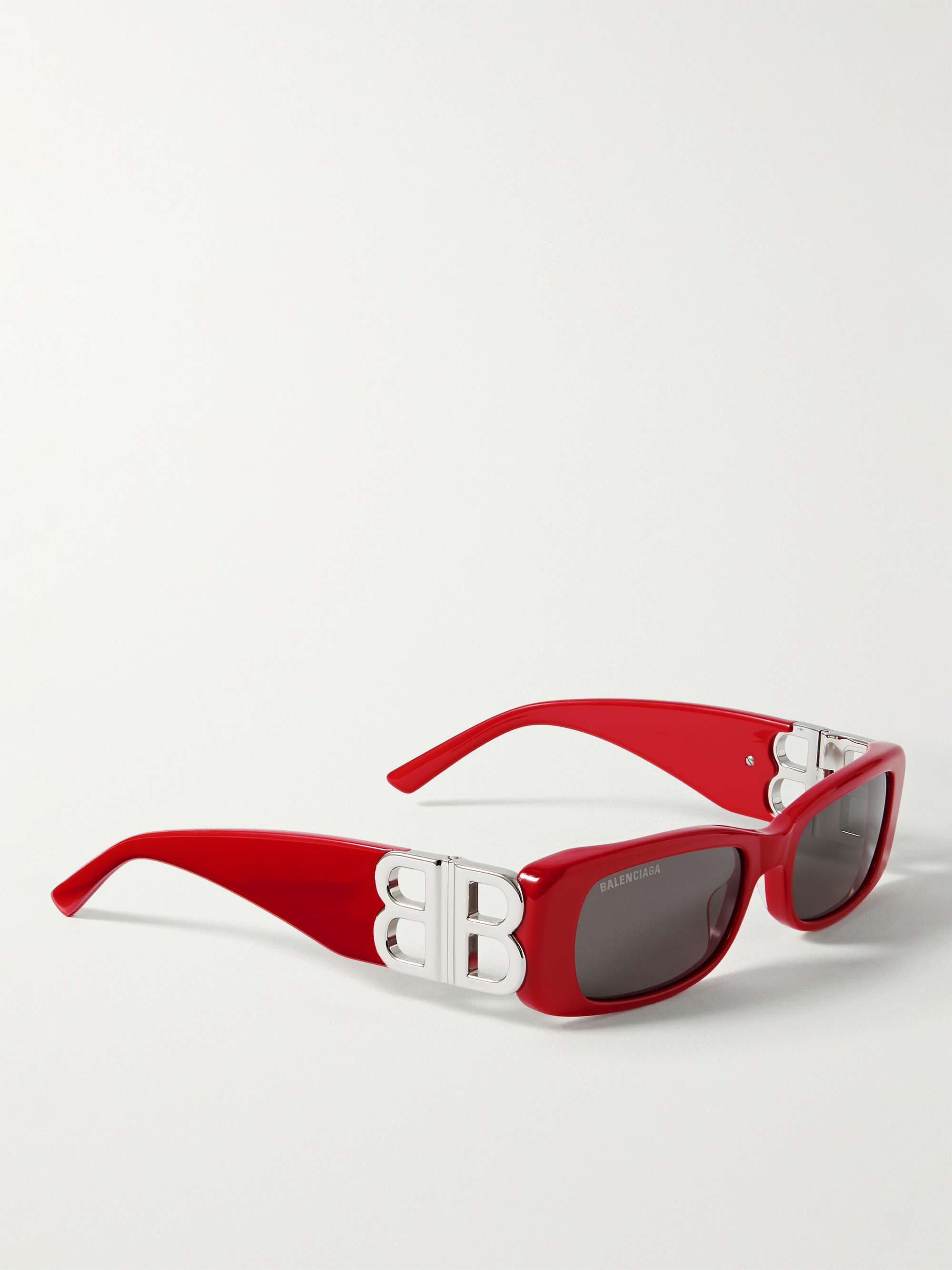 BALENCIAGA EYEWEAR RectangularFrame Acetate and SilverTone Sunglasses
