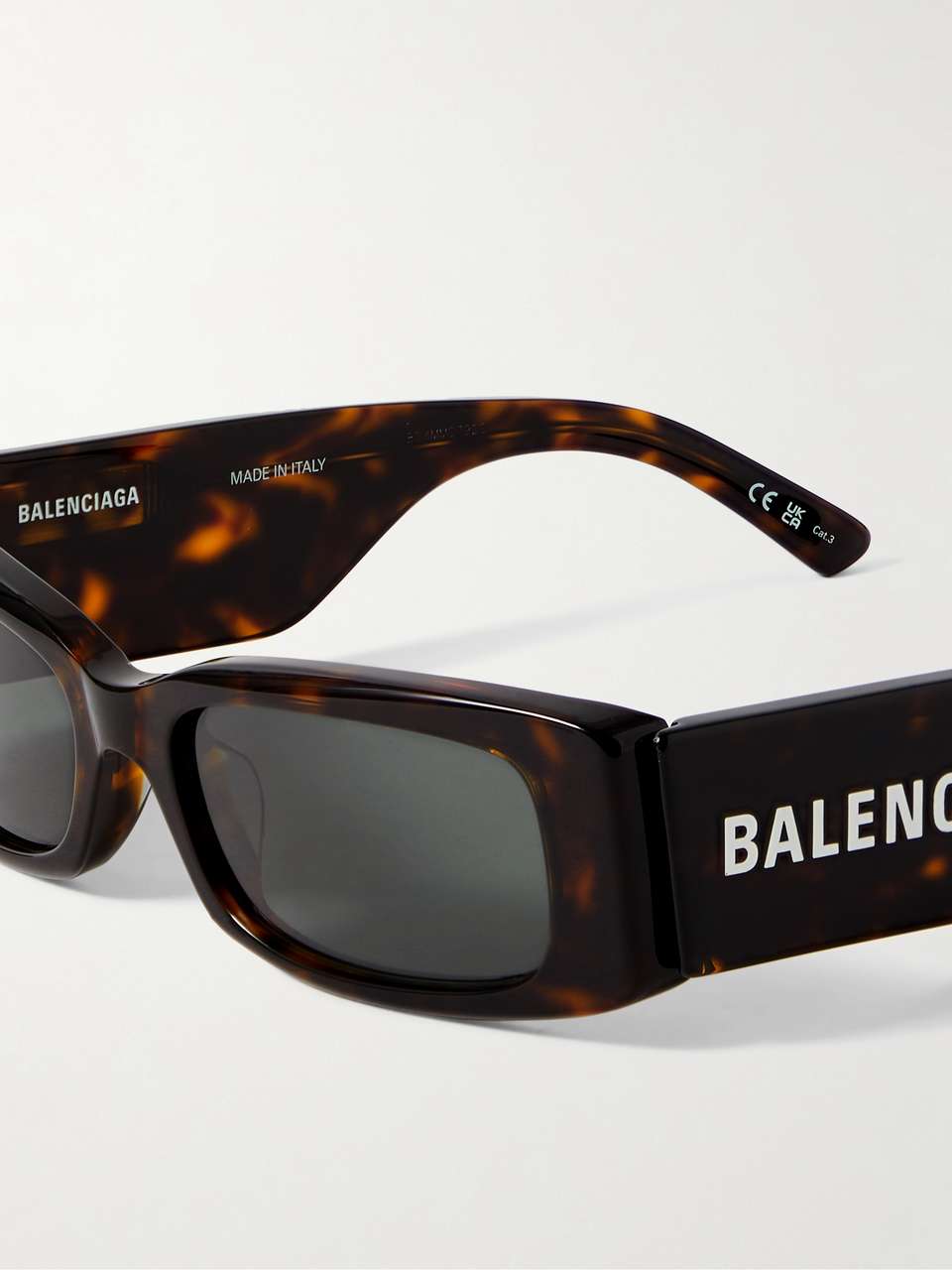 BALENCIAGA EYEWEAR RectangularFrame Tortoiseshell Acetate Sunglasses