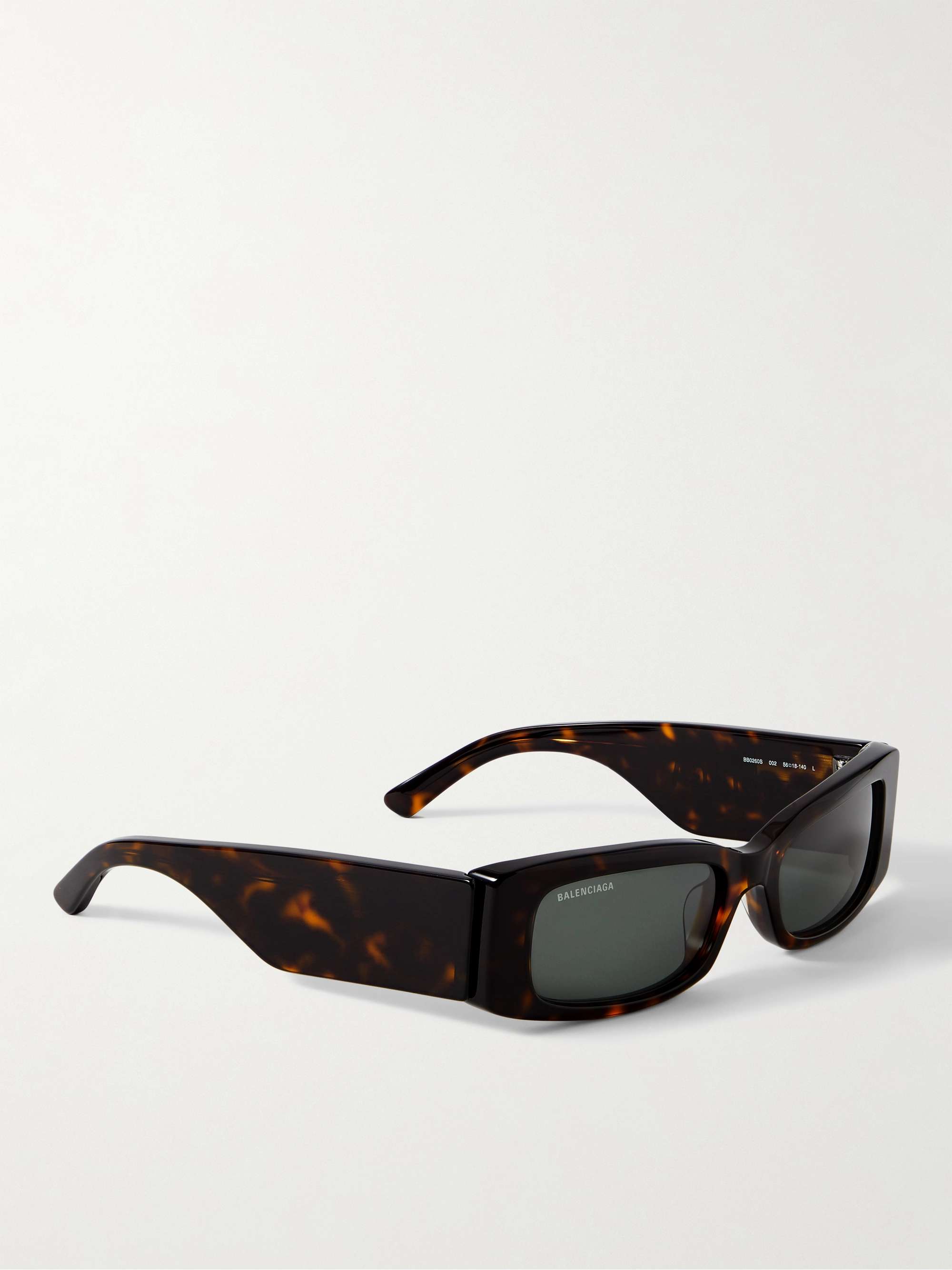 BALENCIAGA EYEWEAR RectangularFrame Tortoiseshell Acetate Sunglasses