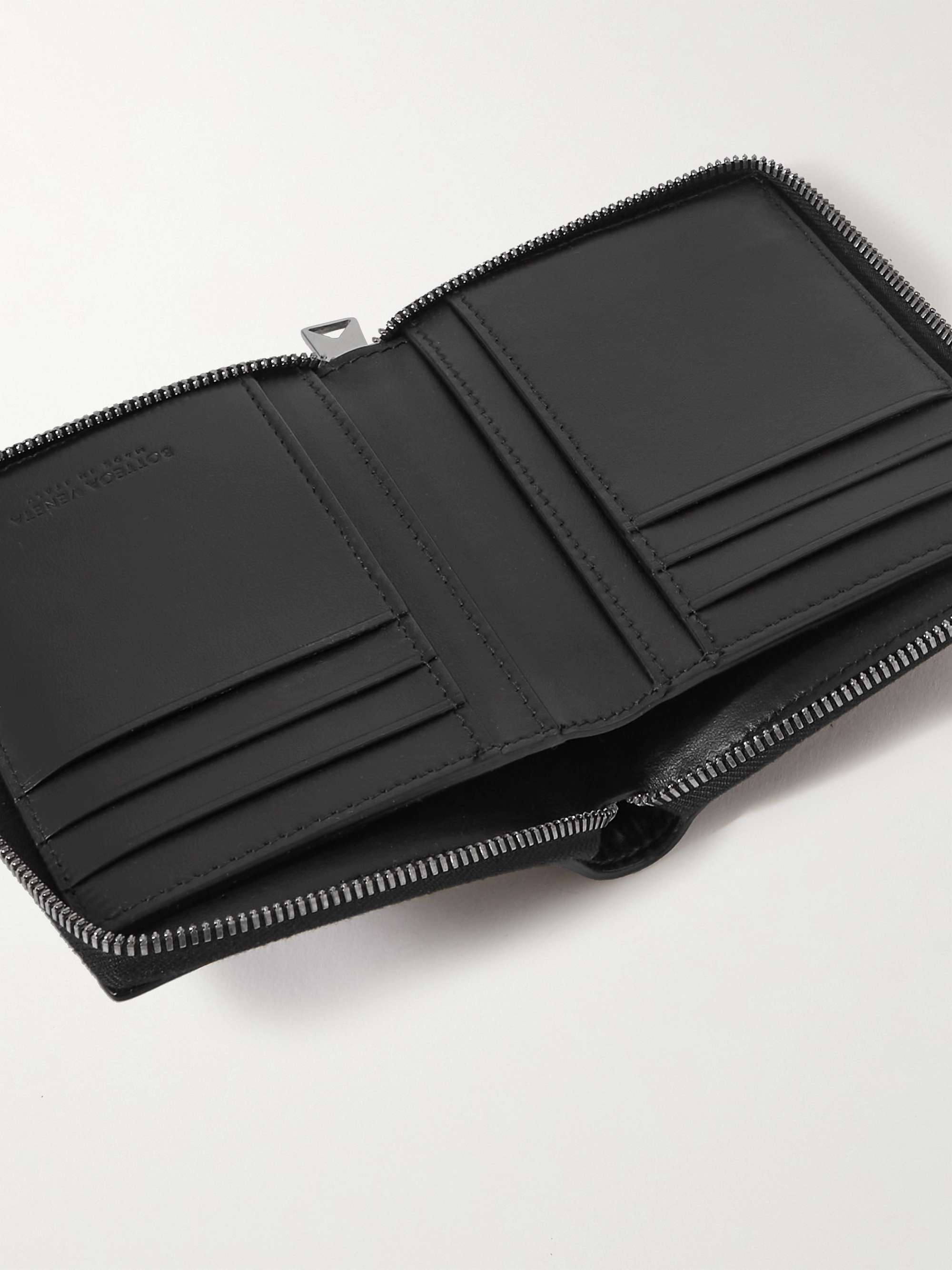 Black Leather Zip Wallet