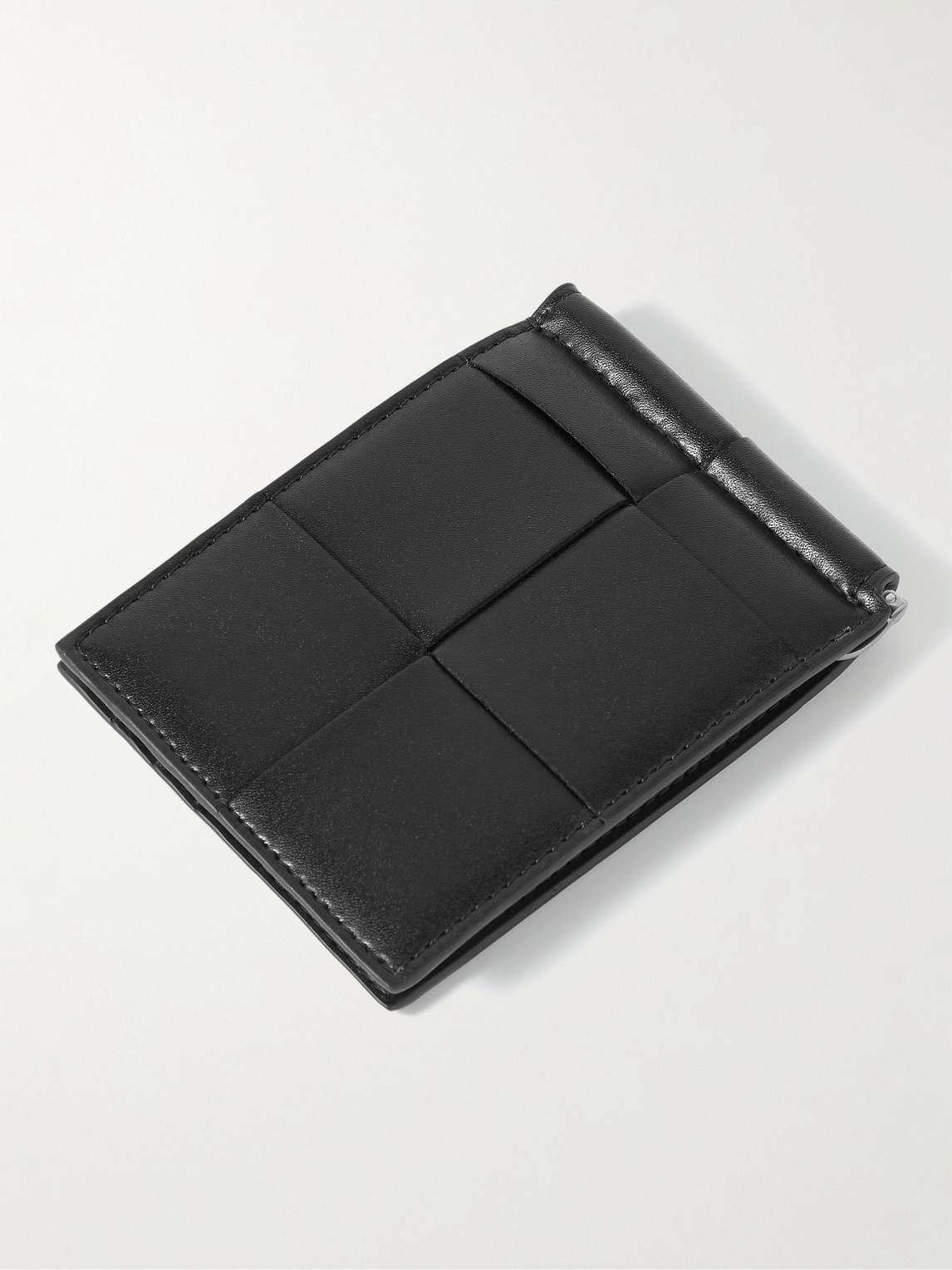 Bottega Veneta Cassette Intrecciato Leather Bifold Cardholder With Money Clip In Black