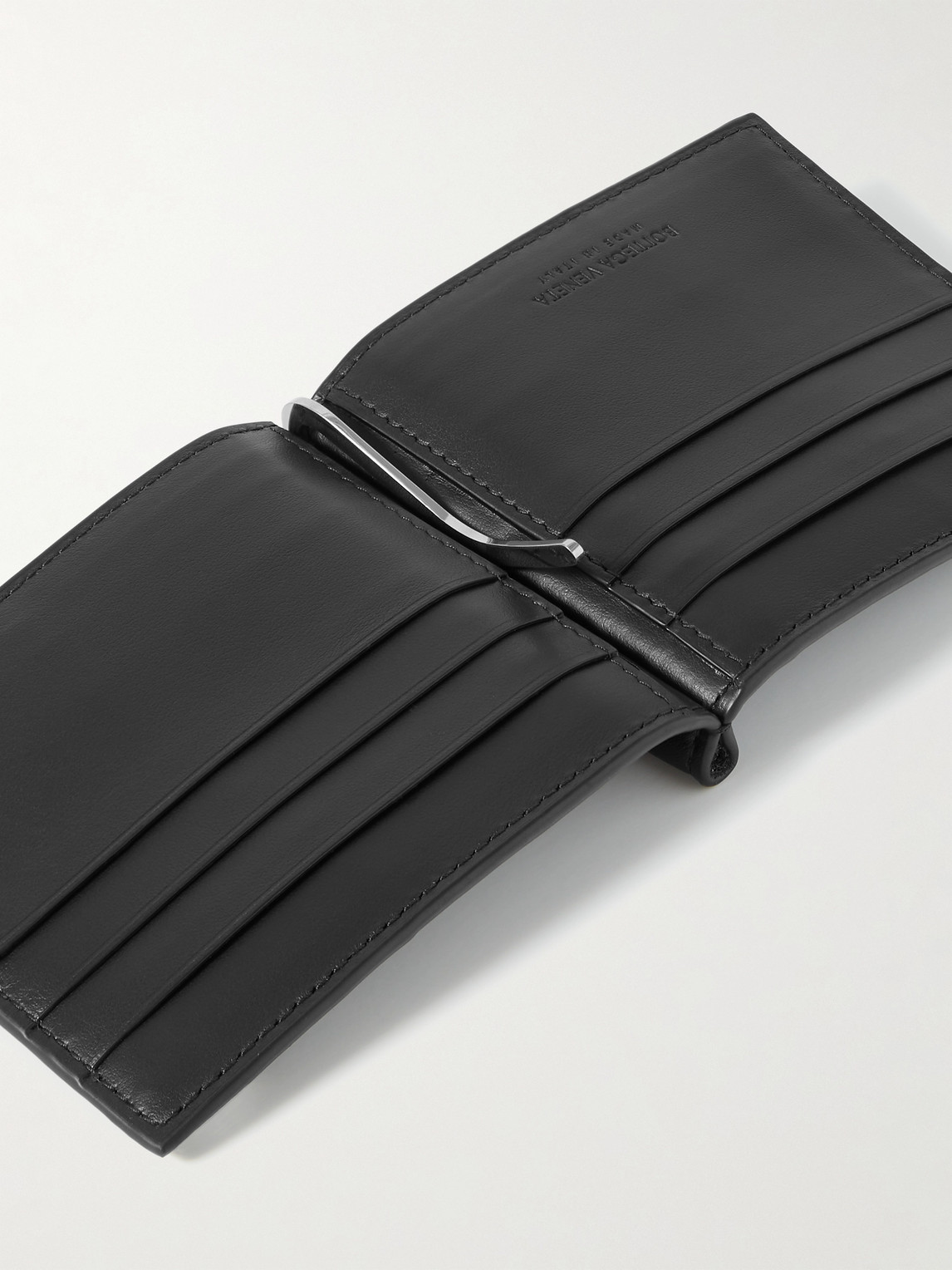Bottega Veneta Cassette Intrecciato Leather Bifold Cardholder With Money Clip In Black