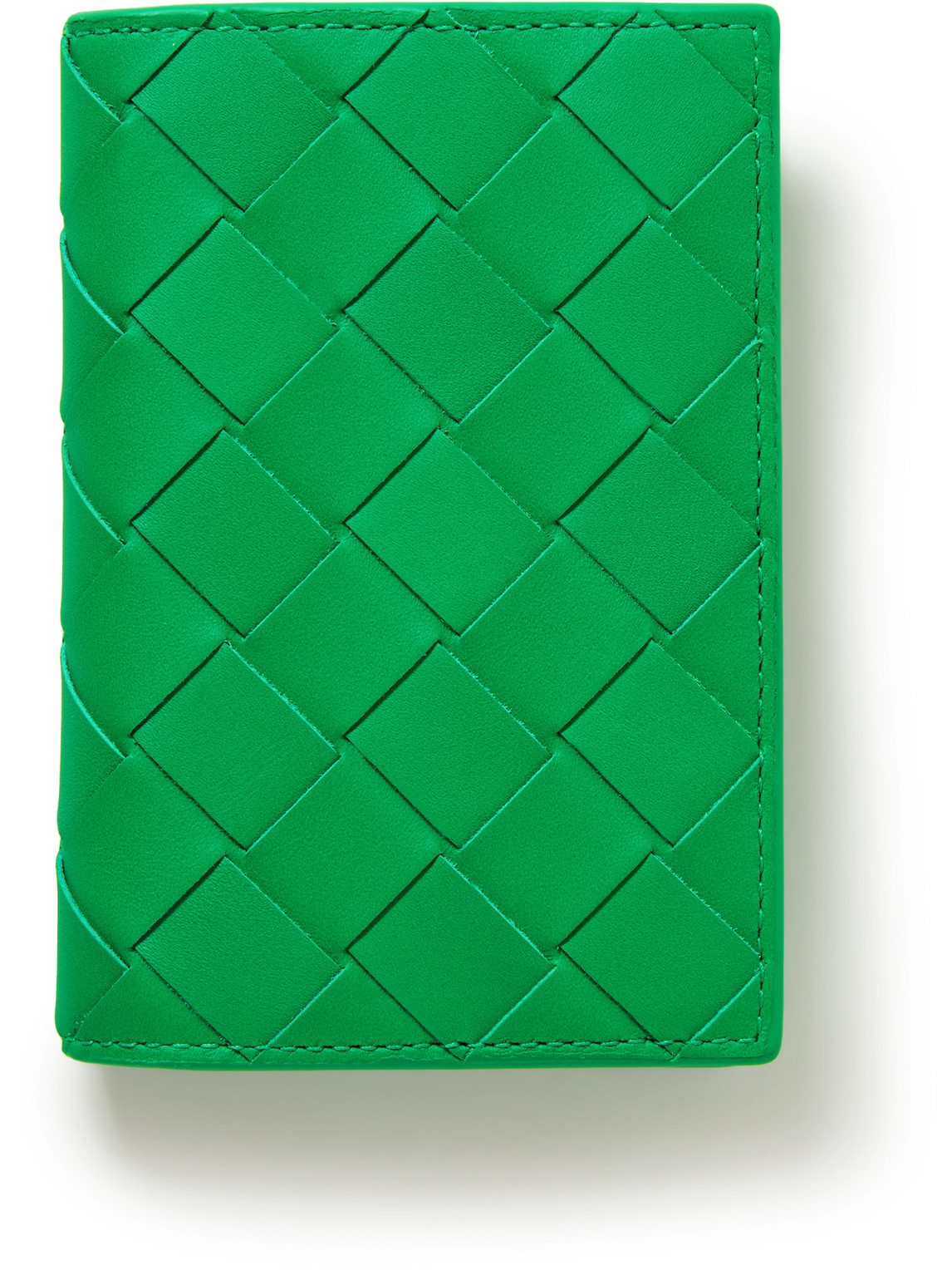 Bottega Veneta Intrecciato Leather Bi-fold Cardholder In Green