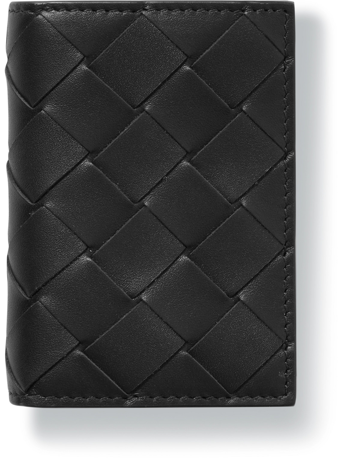 Shop Bottega Veneta Intrecciato Leather Trifold Wallet In Black