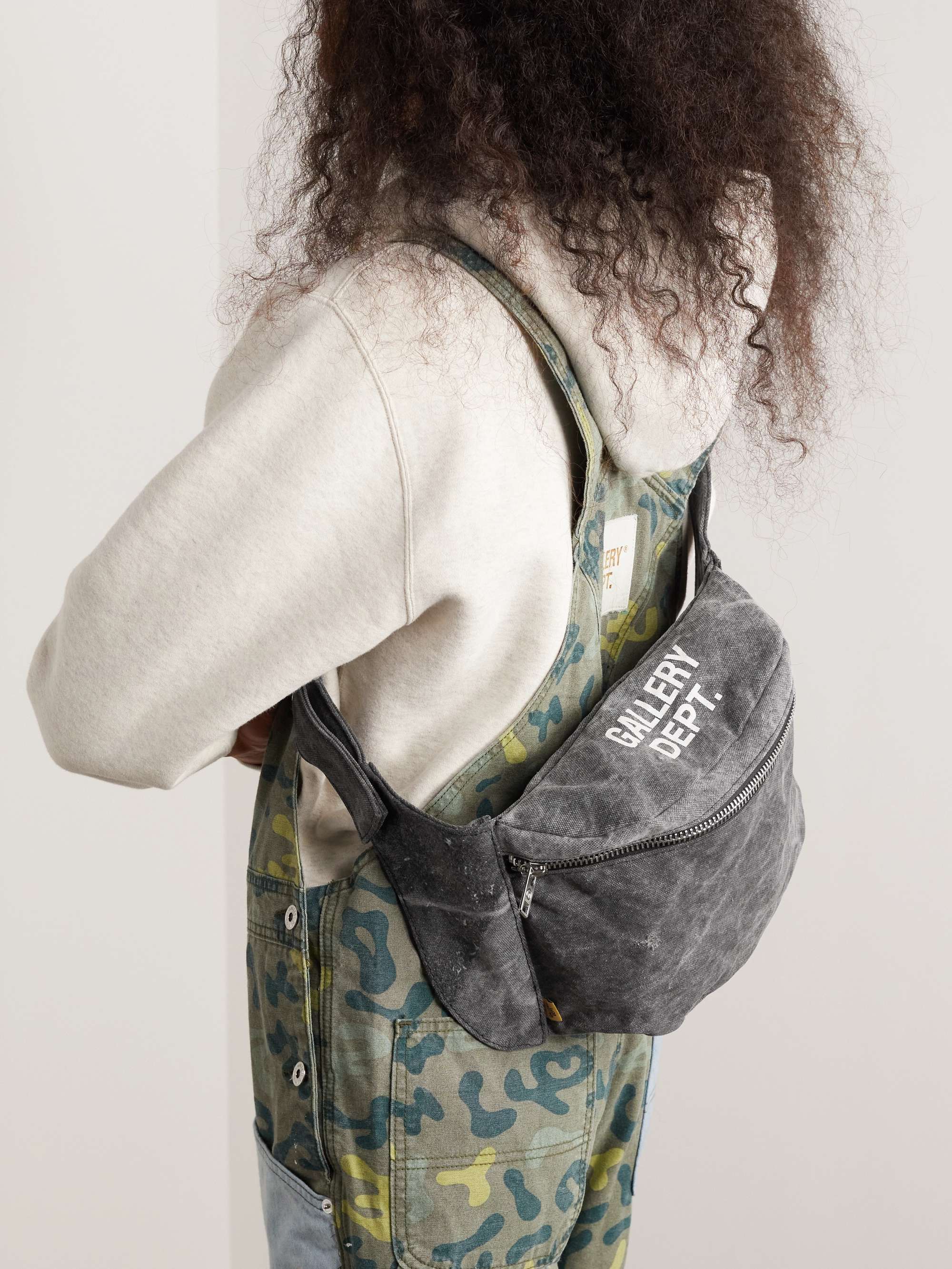 GALLERY DEPT. Logo-Appliquéd Distressed Printed Cotton-Canvas Belt Bag