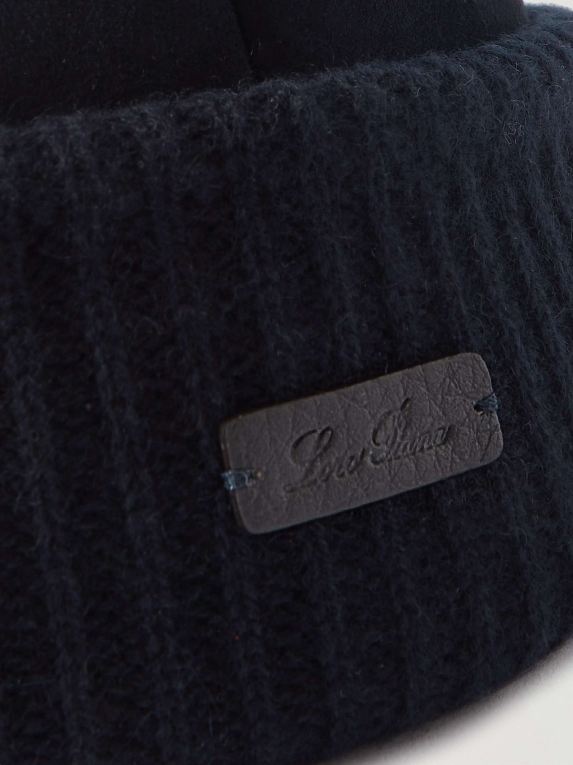 LORO PIANA Logo-Appliquéd Ribbed Cashmere-Trimmed Shearling Beanie
