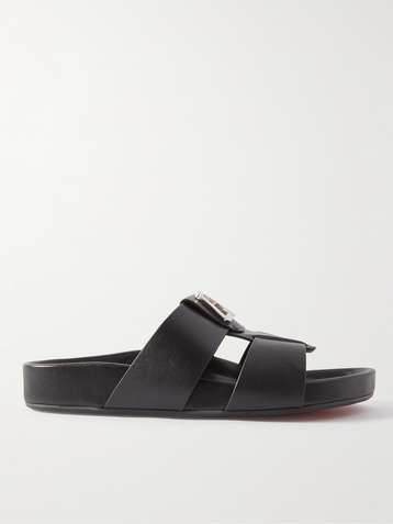 CHRISTIAN LOUBOUTIN: Dhabubizz slides in leather - Black