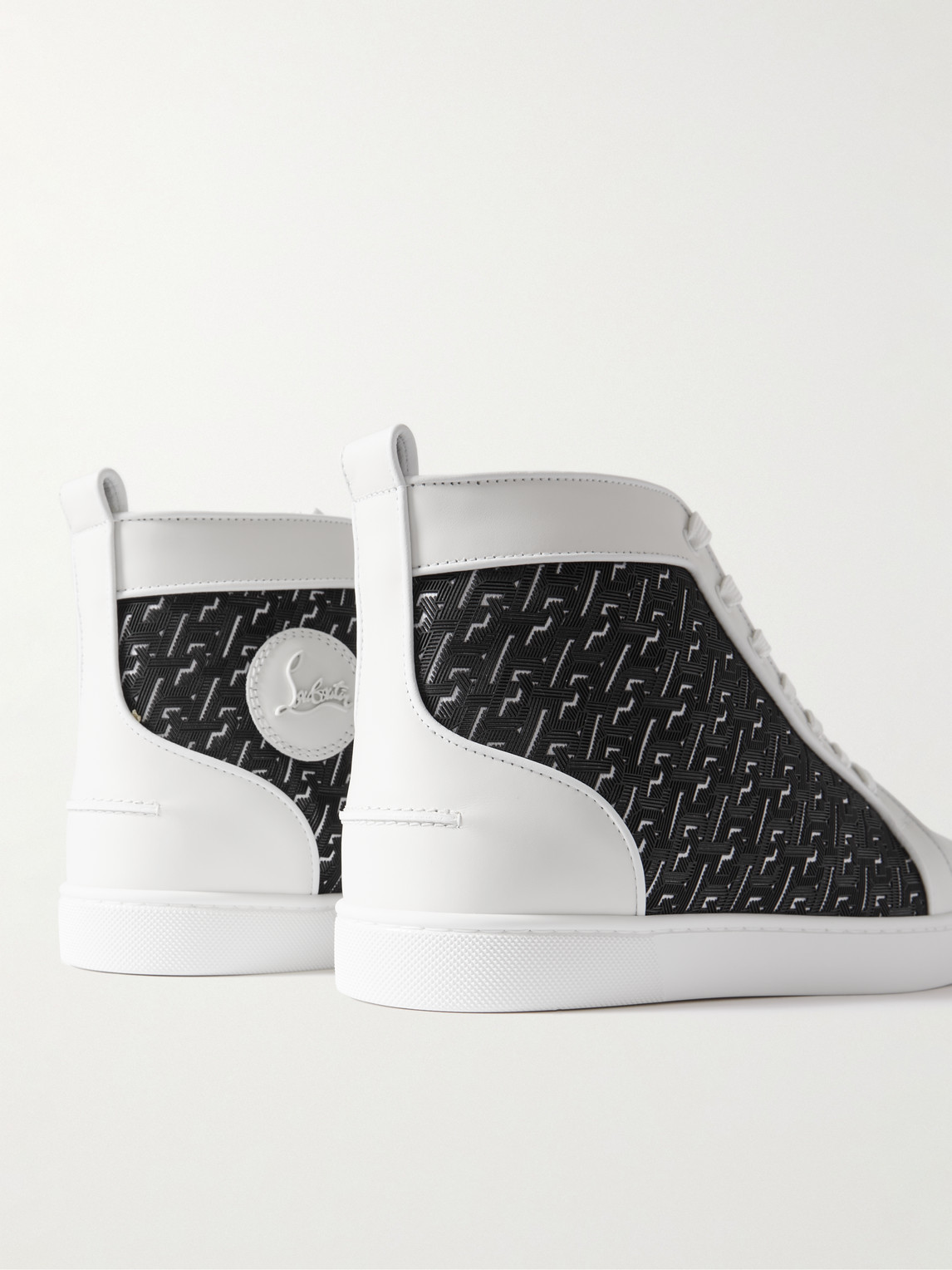 Shop Christian Louboutin Louis Orlato Rubber-trimmed Mesh And Full-grain Leather High-top Sneakers In White