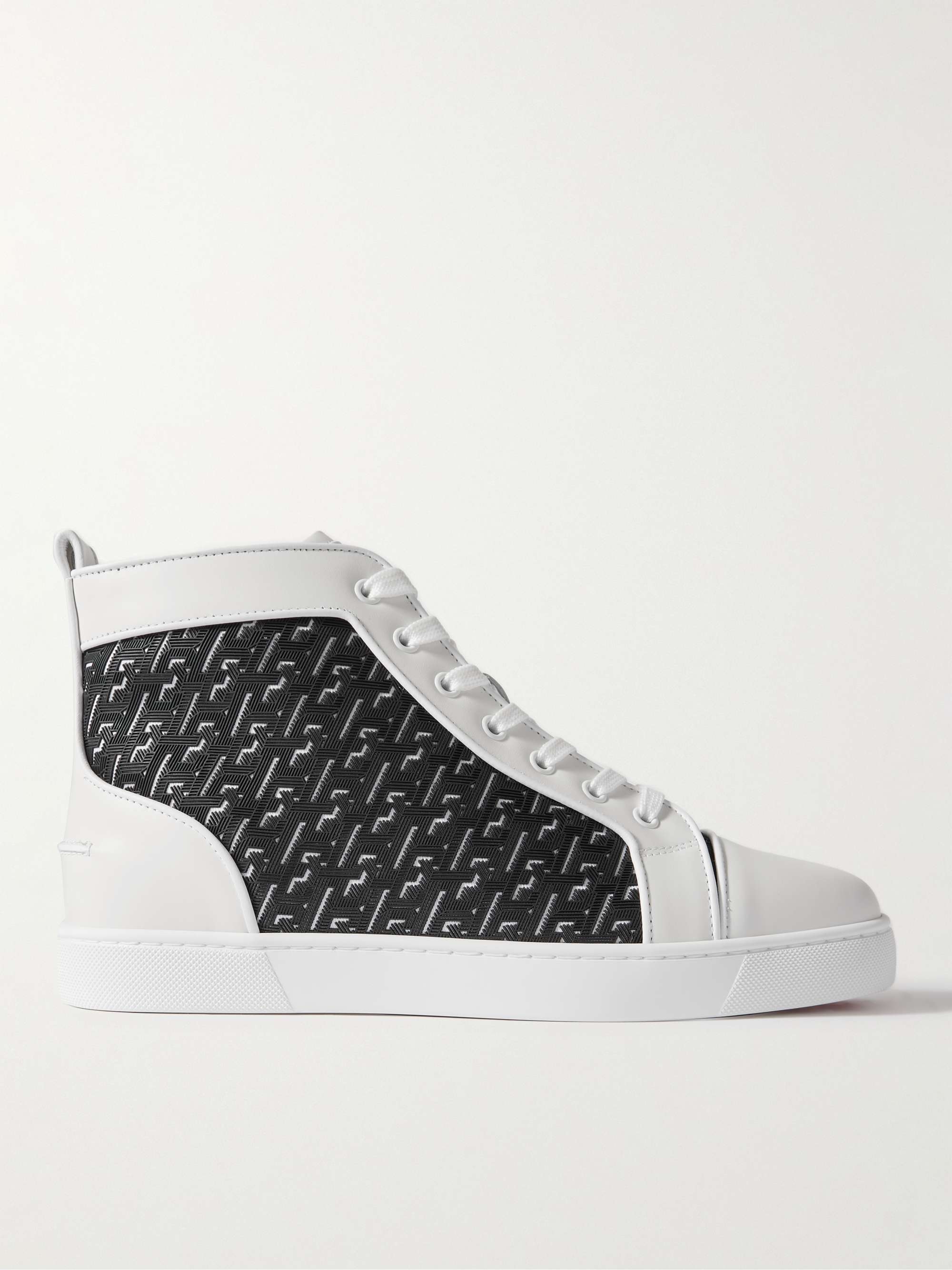 Christian Louboutin Men's Louis Leather High-top Sneakers In White