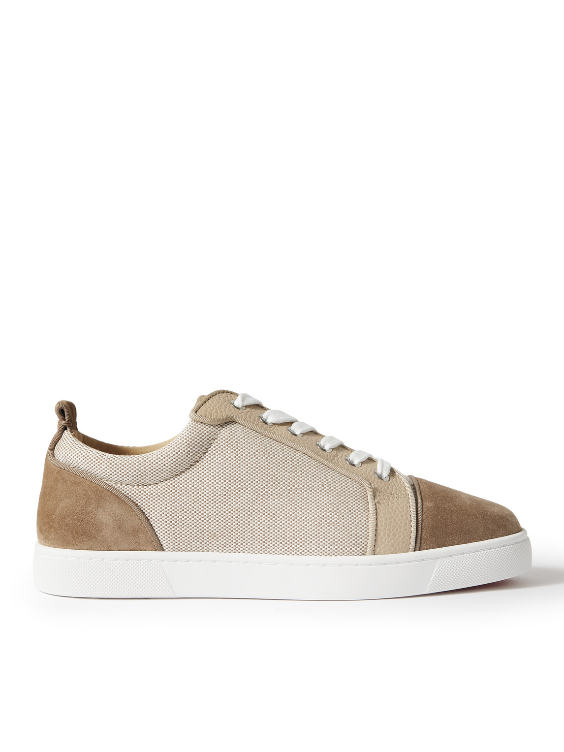 Christian Louboutin Louis Junior Linen, Leather And Suede Leather Sneakers  In Brown