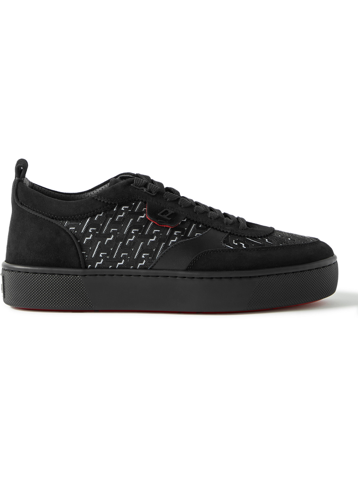 CHRISTIAN LOUBOUTIN HAPPYRUI SUEDE AND LEATHER-TRIMMED RUBBER SNEAKERS
