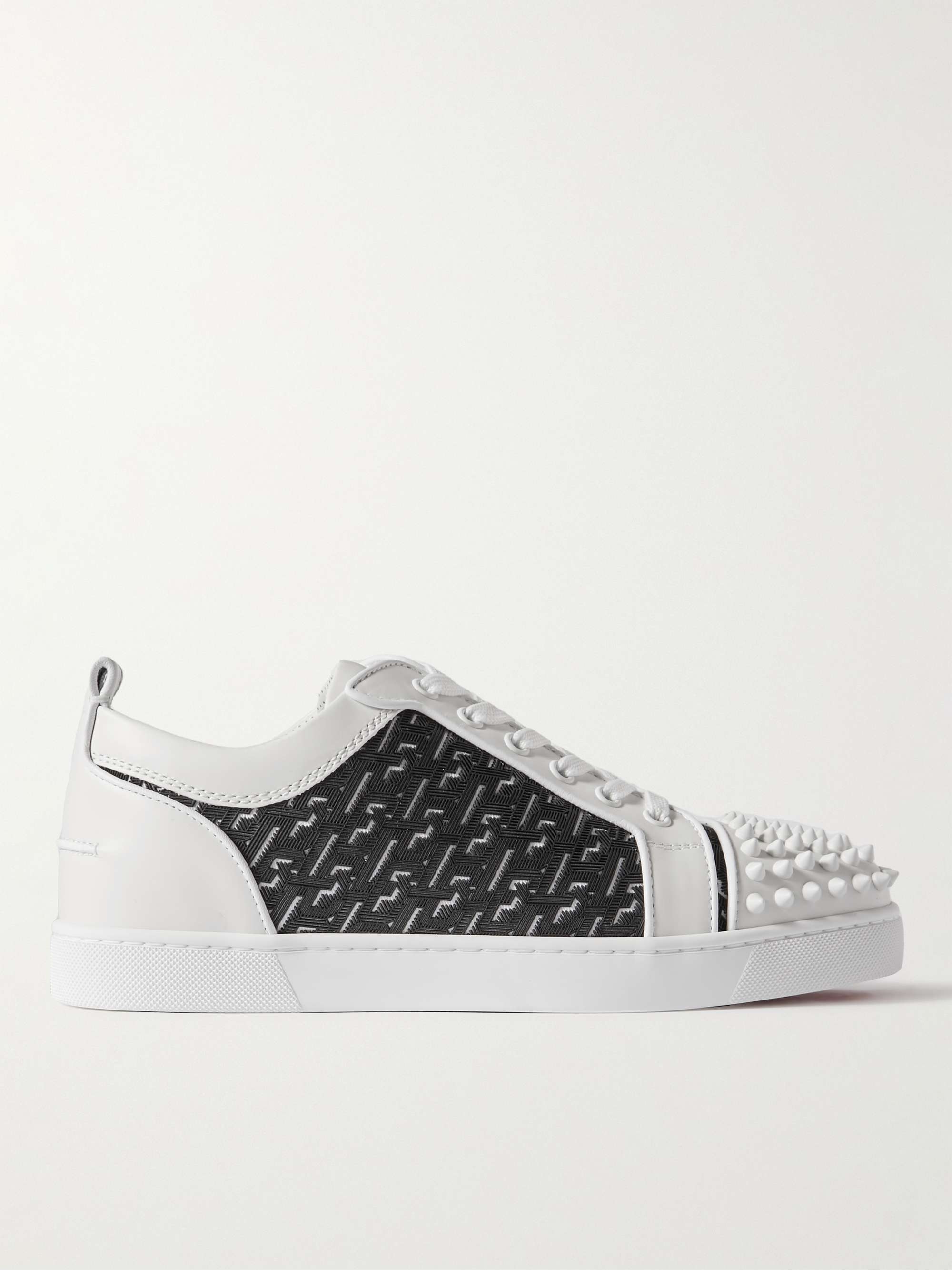 CHRISTIAN LOUBOUTIN Louis Junior Spikes Mesh and Suede Sneakers for Men | MR PORTER