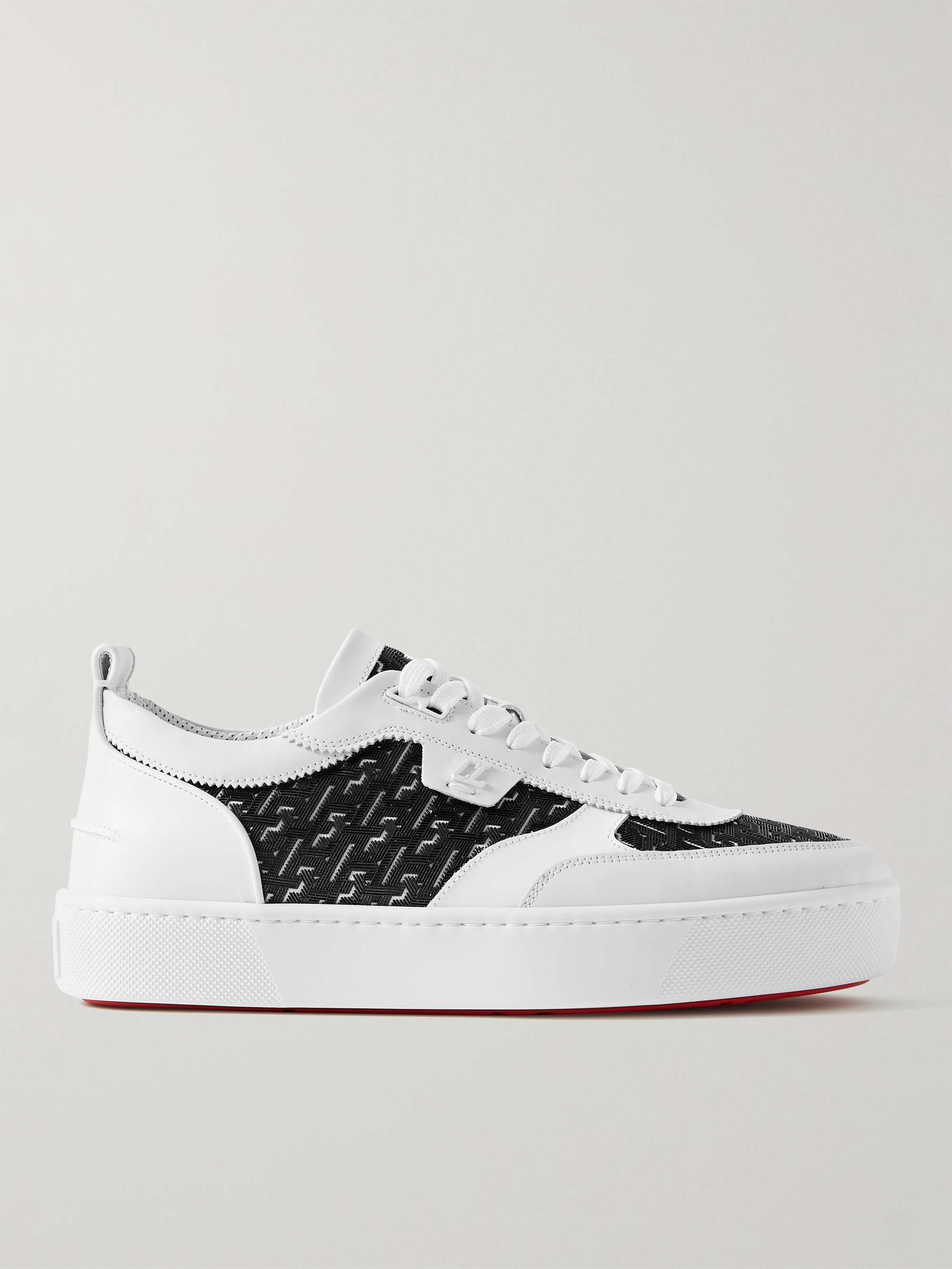 Christian Louboutin Louis Junior Spikes Rubber-Trimmed Mesh and Suede Sneakers - Men - White Suede Shoes - EU 40