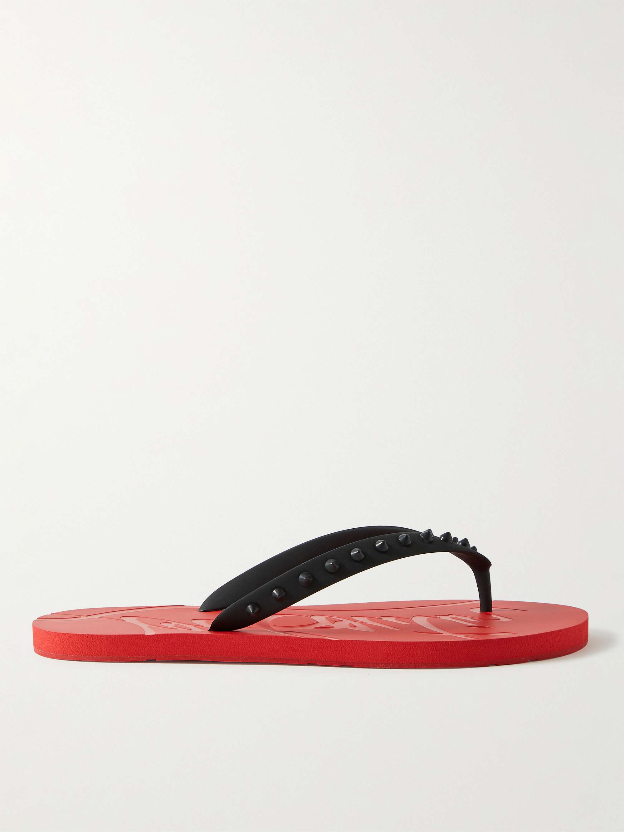 Christian Louboutin Loubi Flip Spiked Rubber Flip Flops - Men - Red Sandals - EU 43