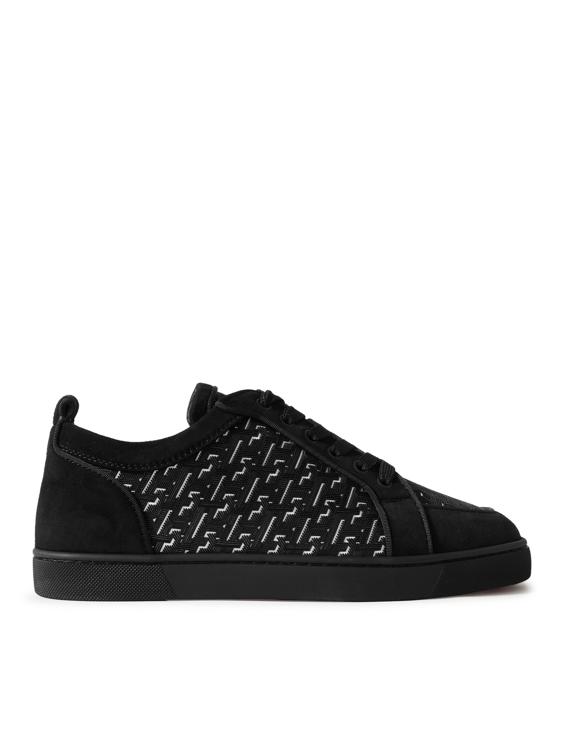 Christian Louboutin Rantulow Rubber-trimmed Mesh And Suede Sneakers In Black