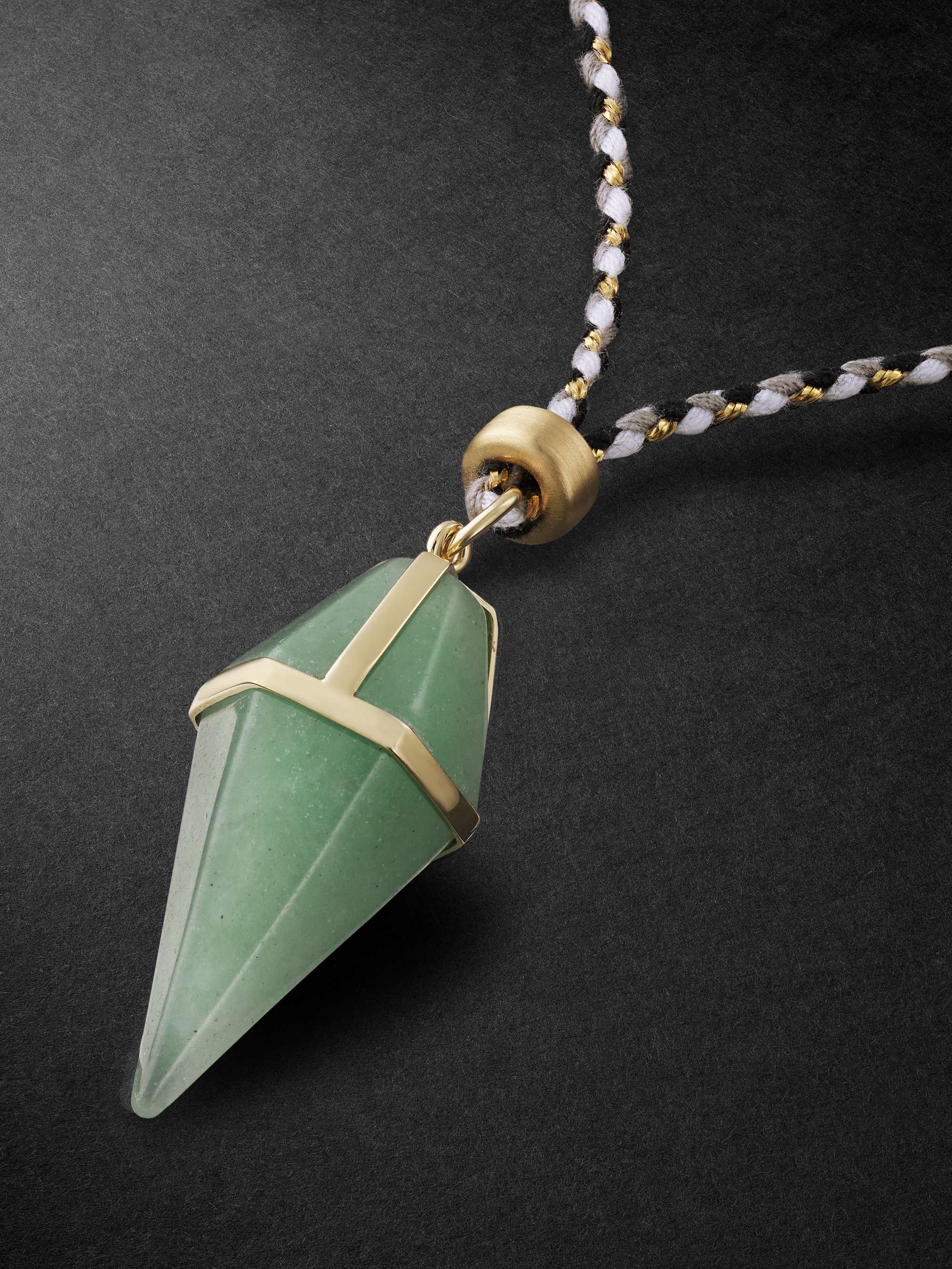 JACQUIE AICHE Gold, Aventurine and Cord Pendant Necklace