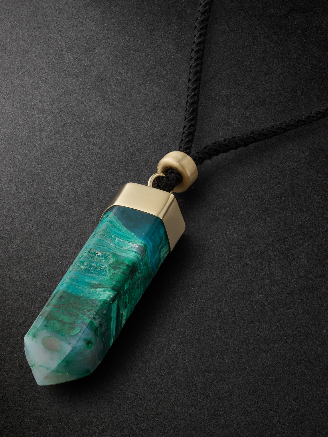 Shop Jacquie Aiche Gold, Amazonite And Cord Pendant Necklace In Blue