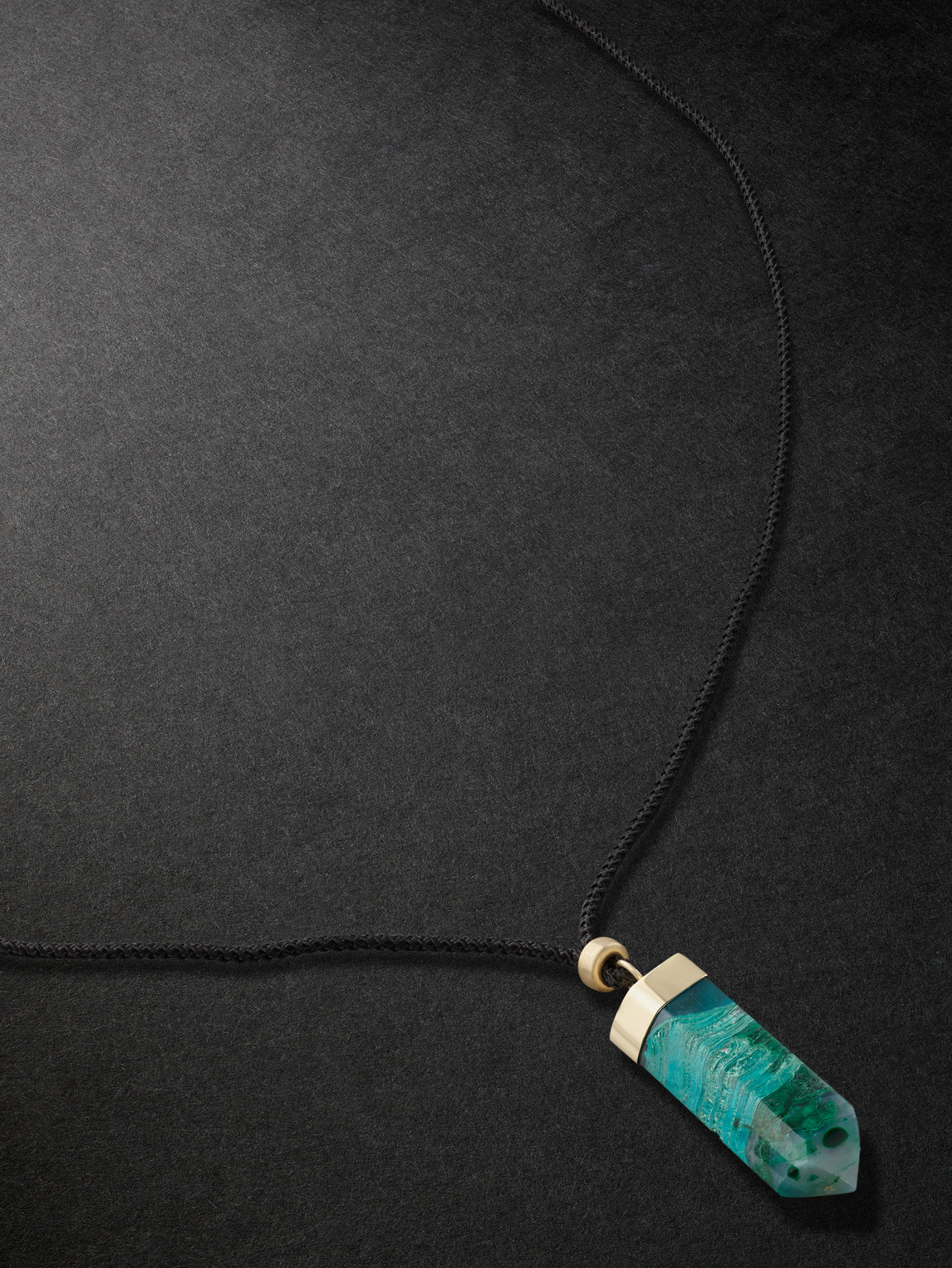 Jacquie Aiche Gold, Amazonite And Cord Pendant Necklace In Blue