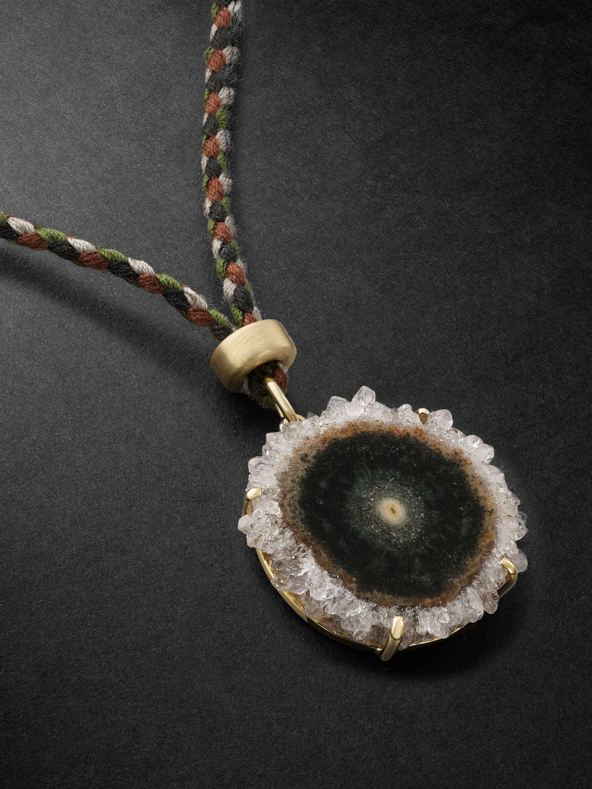 JACQUIE AICHE Gold, Geode and Cord Pendant Necklace