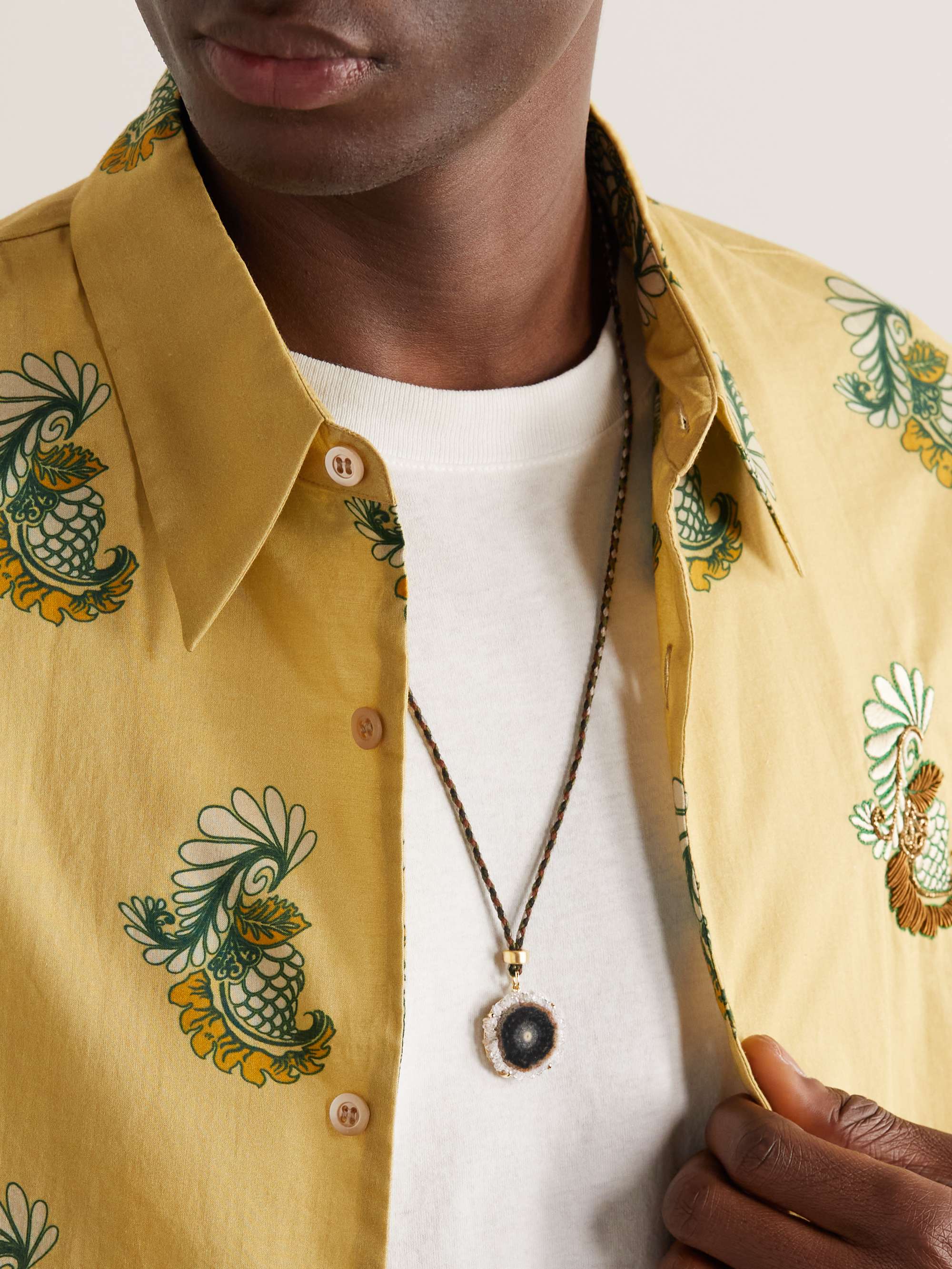 JACQUIE AICHE Gold, Geode and Cord Pendant Necklace