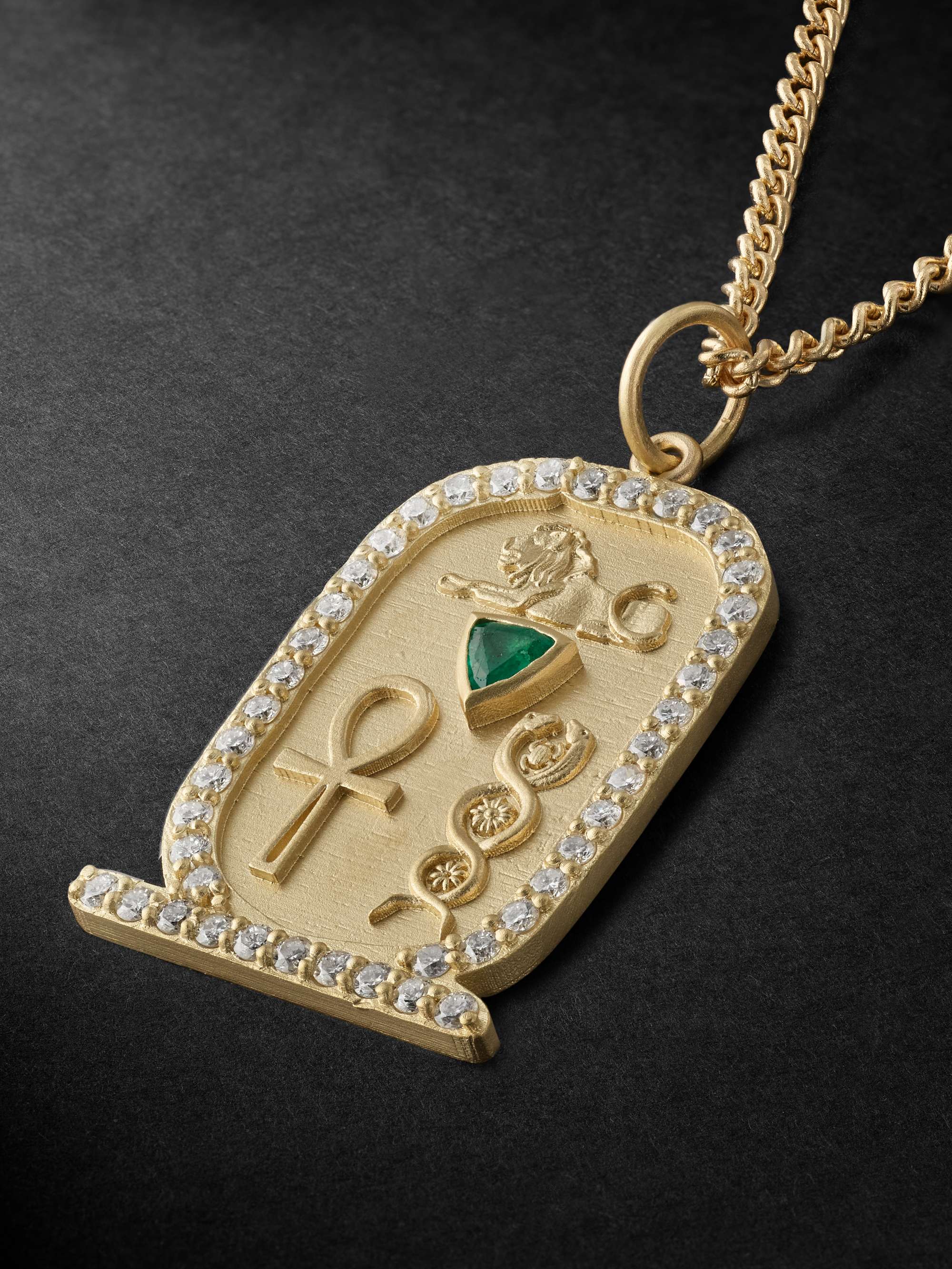 JACQUIE AICHE Gold, Diamond and Emerald Pendant Necklace